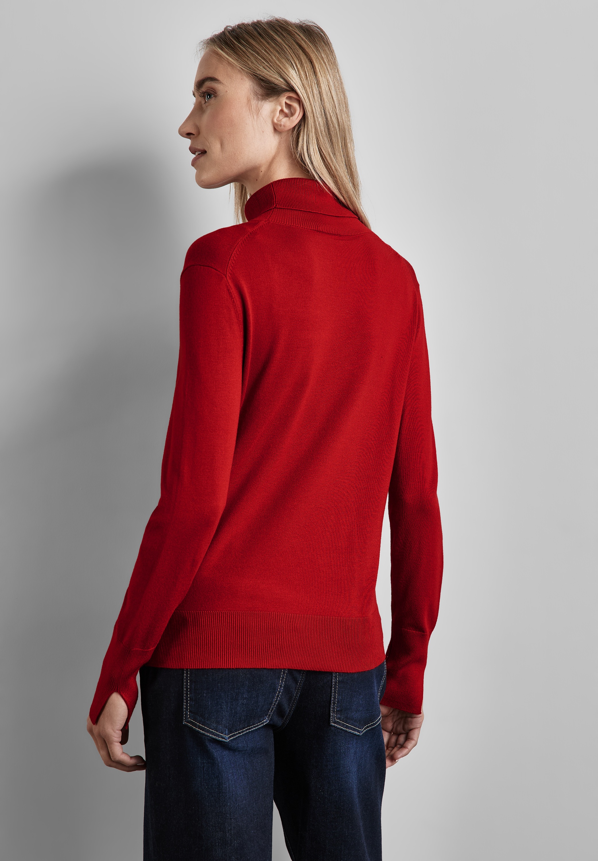 STREET ONE Rollkragenpullover, mit Materialmix