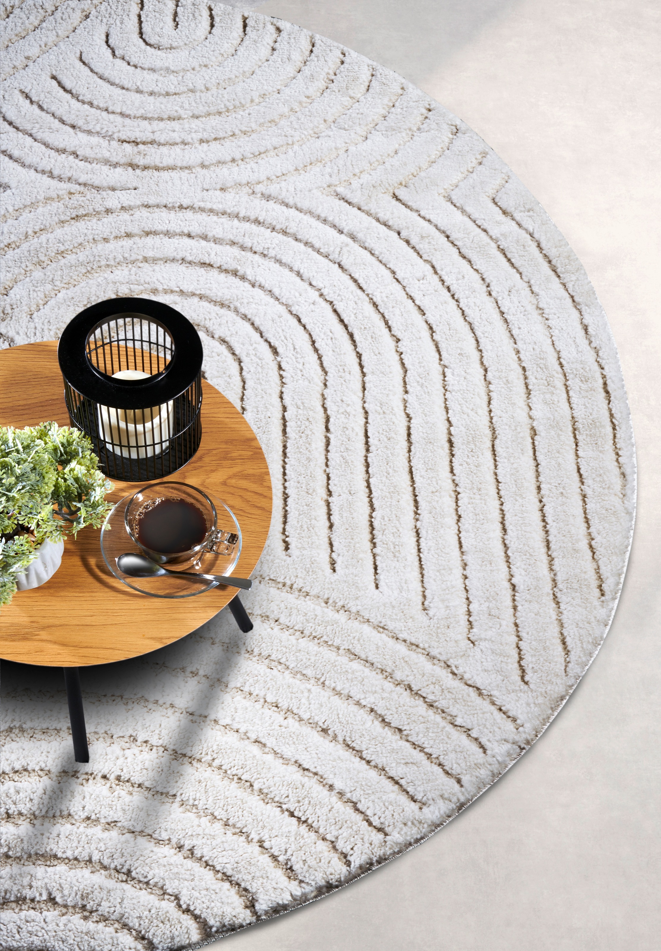 ELLE DECORATION Designteppich »Cosy Panglao, auch als Rundteppich erhältlich«, rechteckig, 14 mm Höhe, uni Kurzflor, Hoch Tief Struktur, modern, Skandi, Boho, Wohnzimmer