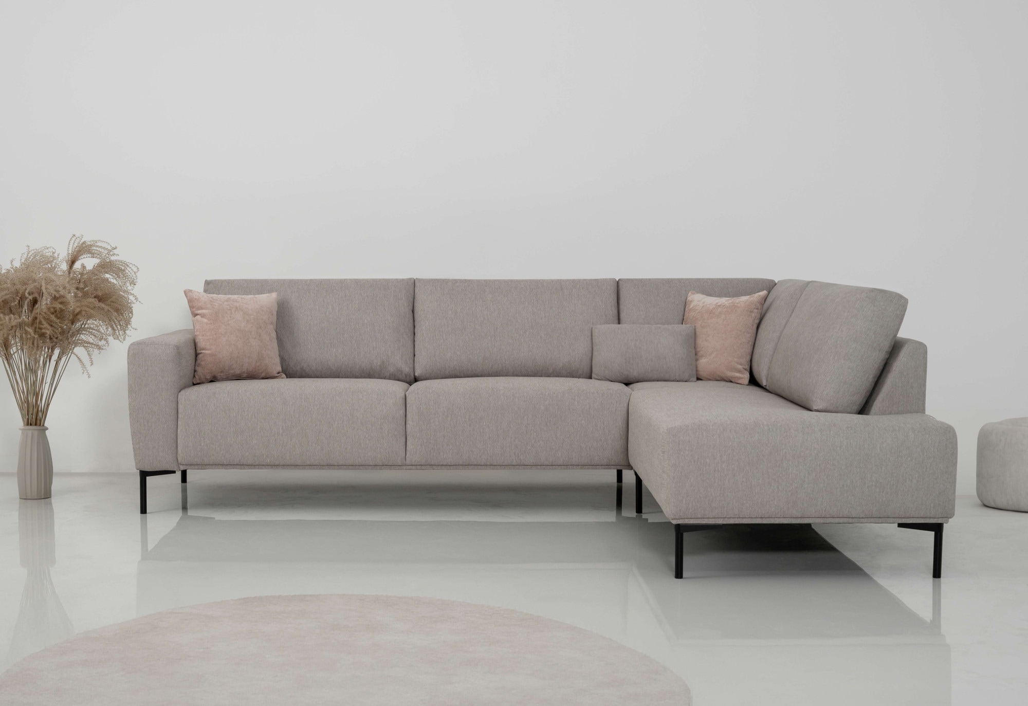 OTTO home Ecksofa "Melby" Breite 275 cm, in einem weichen Struktur Stoff, lose Rückenkissen