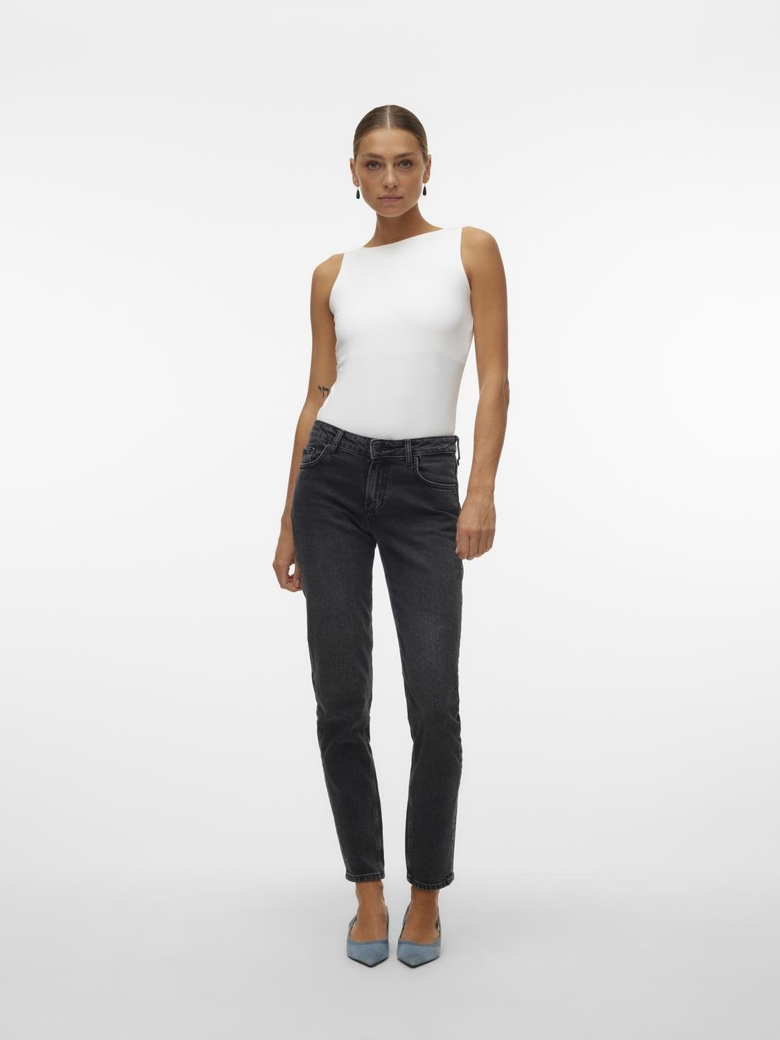 Vero Moda Shirttop »VMMILLION SL SQUARE TOP 2-WAY JRS NOOS« Materialmix, regular fit