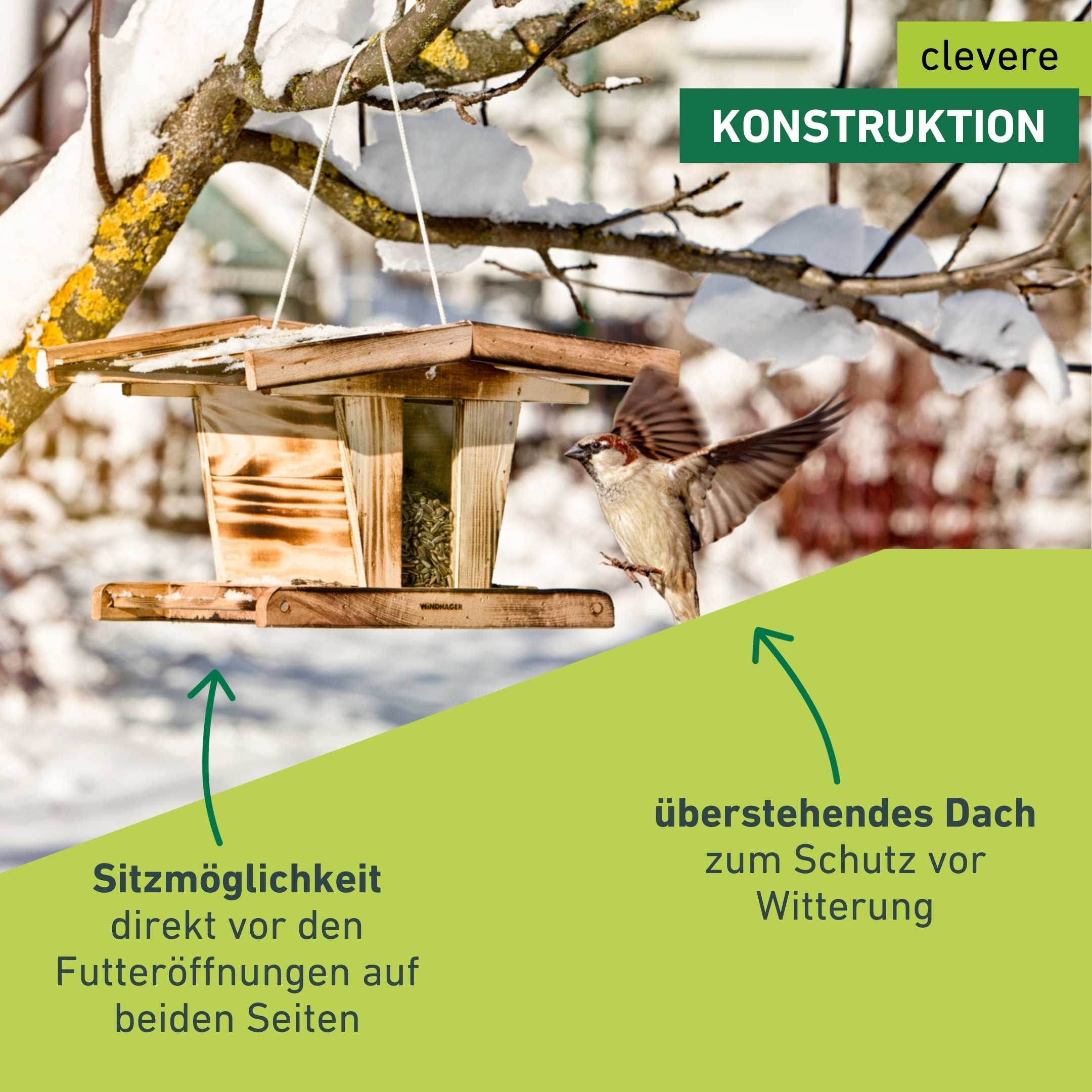 Windhager Vogelhaus »Chalet, Vogelfuttersilo aus robustem Massivholz« Futterstation inkl. Aufhängung, Füllvolumen ca. 2,75 Liter