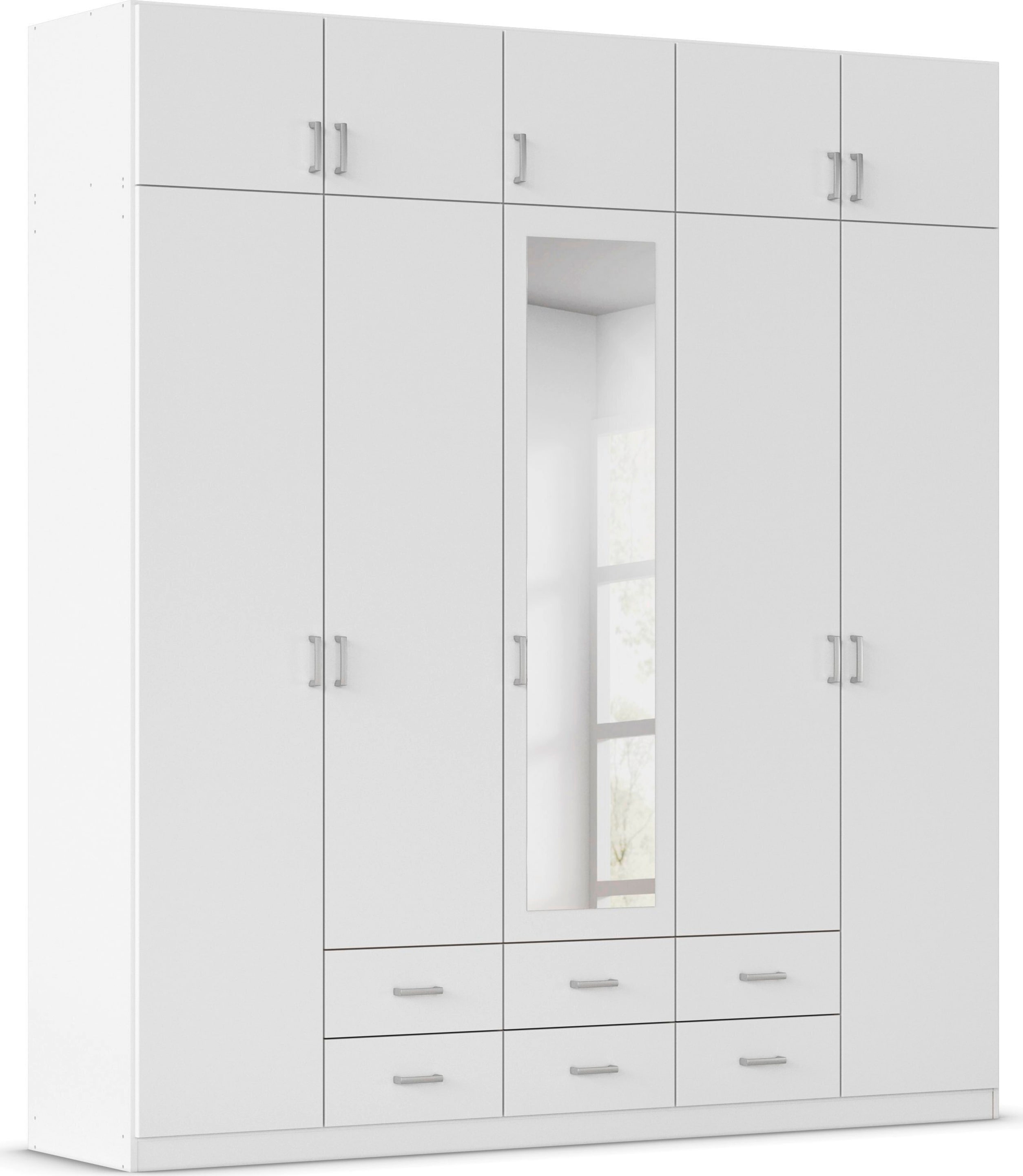 rauch Kleiderschrank "Schrank Garderobe Wäscheschrank GAMMA in 4 Breiten 91-226 cm" 3 verschiedene Ausstattungen BASIC/CLASSIC/PREMIUM (inkl. SOFT-CLOSE), mit Schubladen und Schrankaufsatz sowie Spiegel MADE IN GERMANY