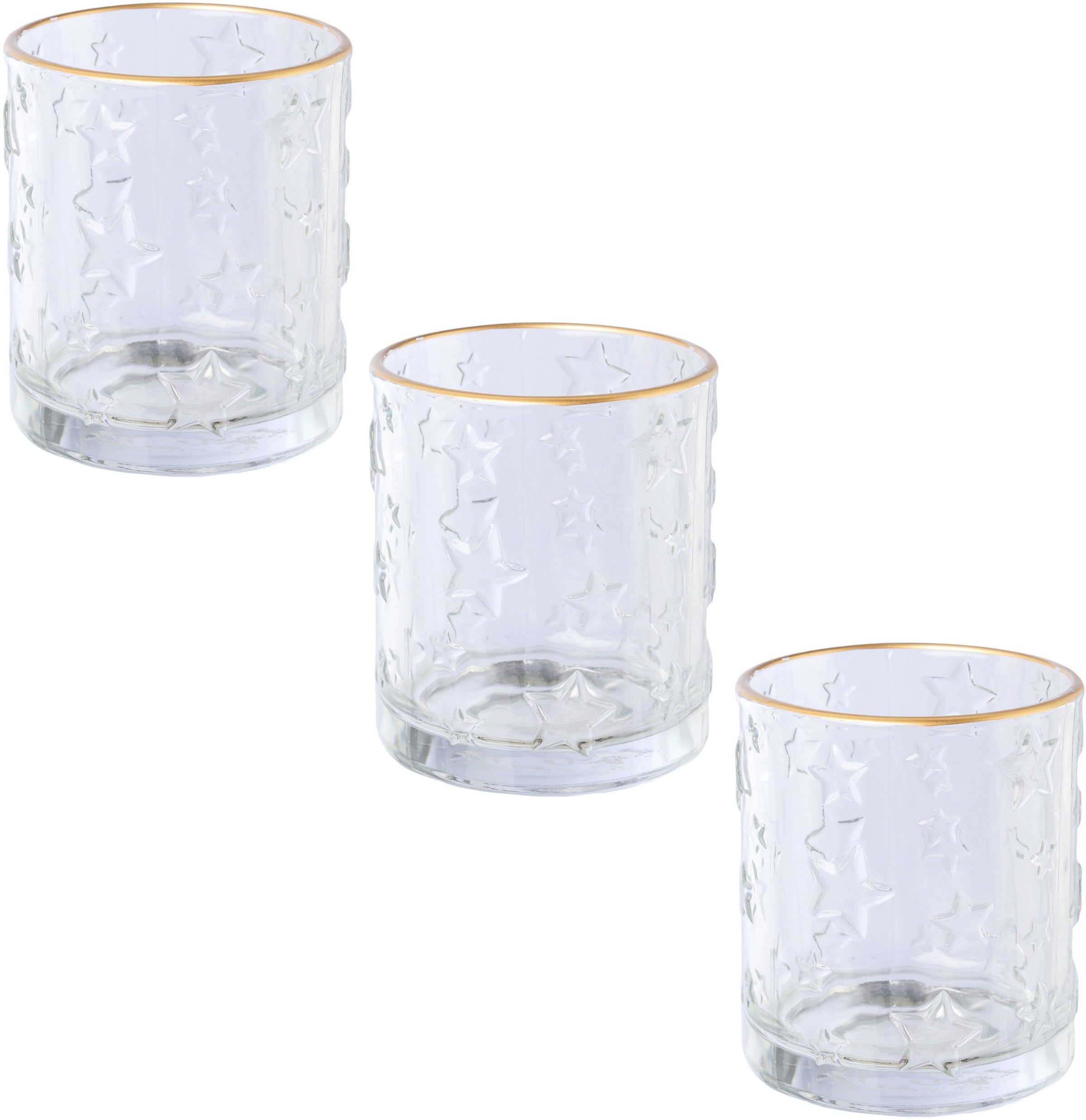 Creativ deco Windlicht "Weihnachtsdeko", (3 St.), klares Glas mit Stern-Str günstig online kaufen