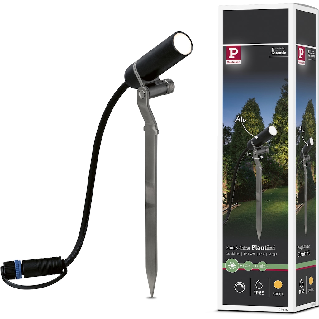 Paulmann LED Gartenstrahler »Plug & Shine«, 1 flammig-flammig, LED-Modul, 3000K 24V Anthrazit