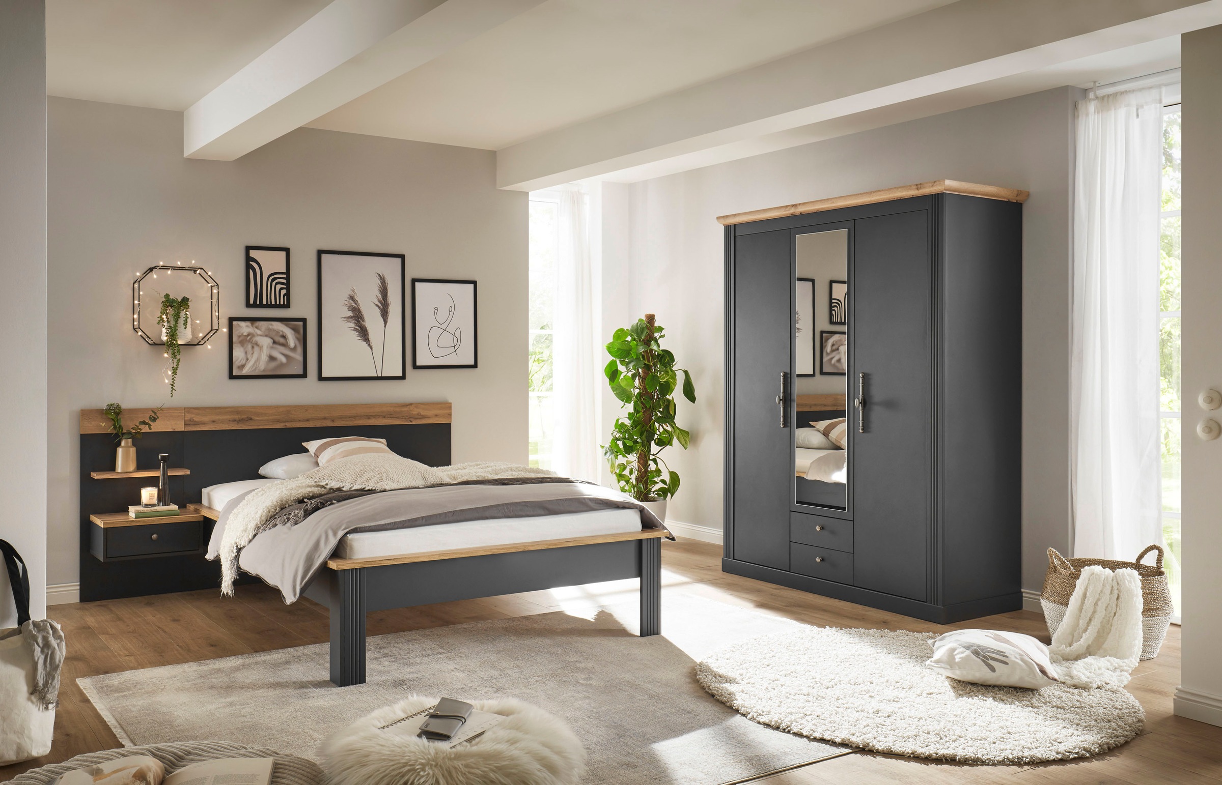 OTTO home Schlafzimmer-Set "Westminster" beinhaltet 1 Bett, Kleiderschrank günstig online kaufen