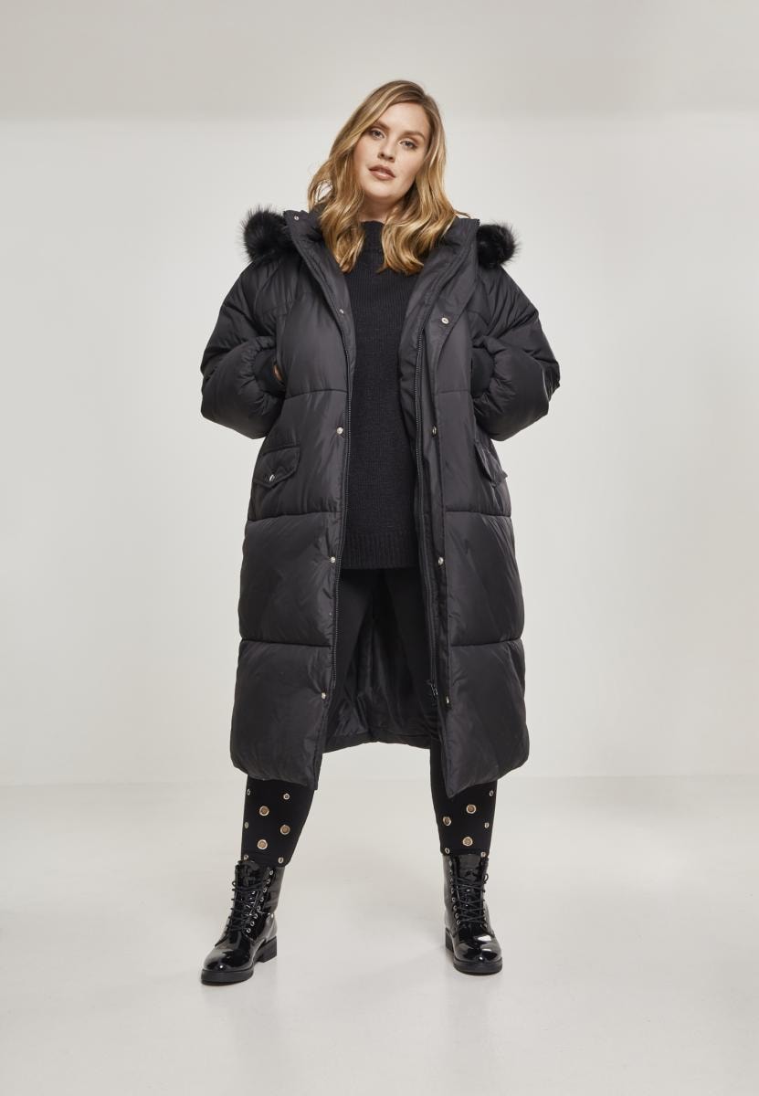 URBAN CLASSICS Winterjacke »Damen Ladies Puffer für Fur St.), BAUR mit (1 Coat«, Oversize kaufen Faux Kapuze 