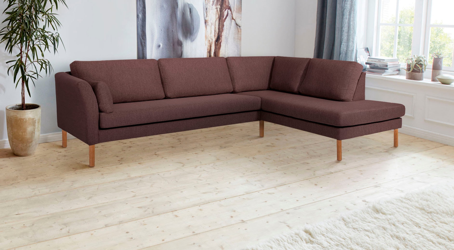 andas Ecksofa "Grenzda, L-Form," mit Holzfüßen