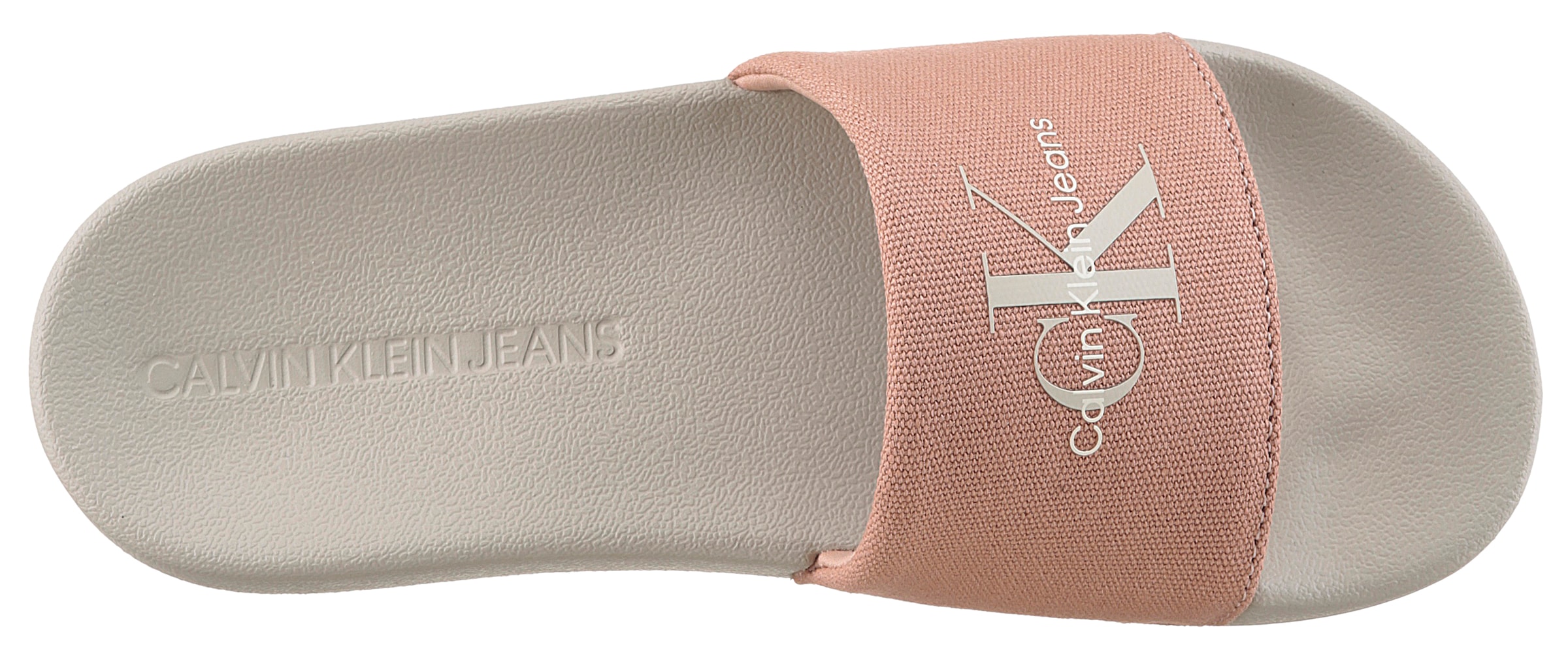 Calvin Klein Jeans Pantolette »SLIDE MONOGRAM WMNS«  , Poolslides, Schlappen, Sommerpantolette, Strandschuh zum Schlupfen