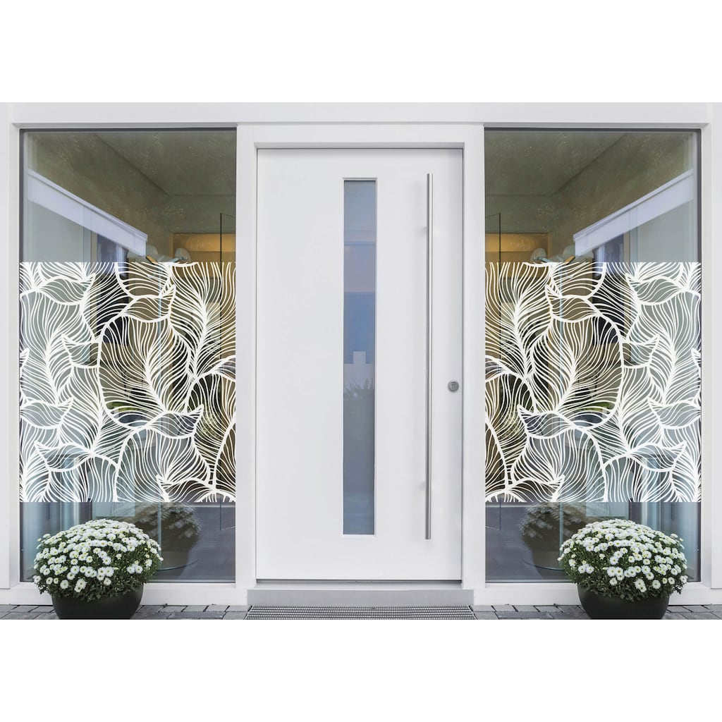 MySpotti Fensterfolie »Look Leaves white«, halbtransparent, glattstatisch haftend