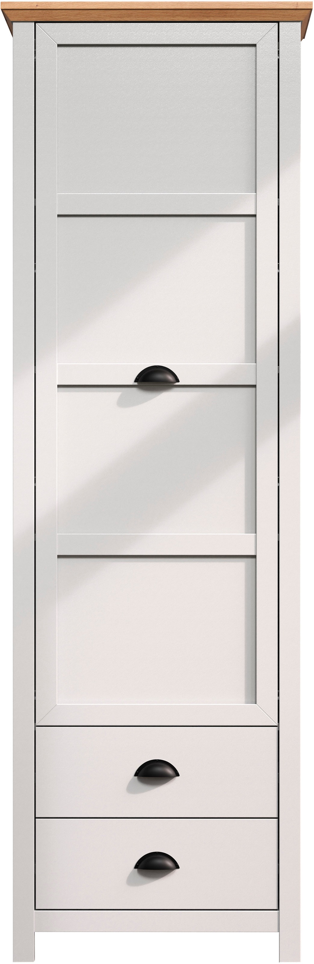 Home affaire Garderobenschrank »Herzwill« Kleiderschrank, grau, Eiche, Kleiderstange, B/H/T ca.: 65/201/41 cm