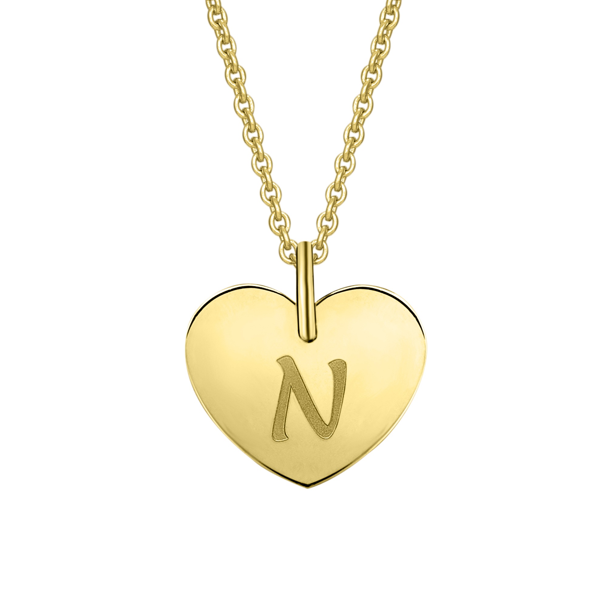 Kettenanhänger ONE ELEMENT "Herz mit Gravur N Buchstaben Anhänger aus 333 Gelbgold", gold, Schmuckanhänger, Damen, N, Gelbgold 333 Gold, Gelbgold 333, Gold, Kettenanhänger, Ein Geschenk von Herzen – zart, elegant & voller Symbolik