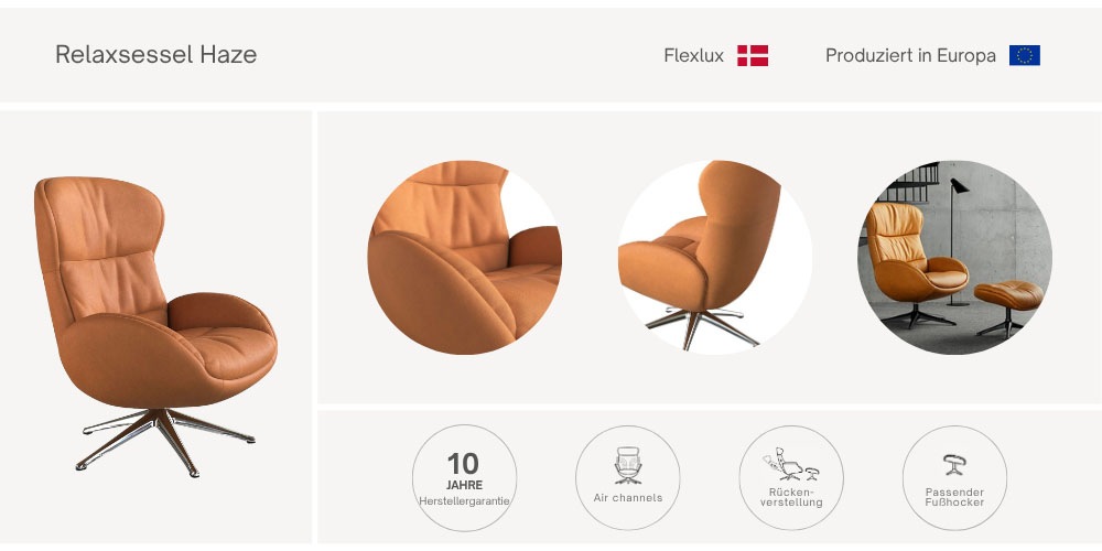 FLEXLUX Relaxsessel "Haze, hervorragender Komfort, Alu Fuß, organisches Des günstig online kaufen