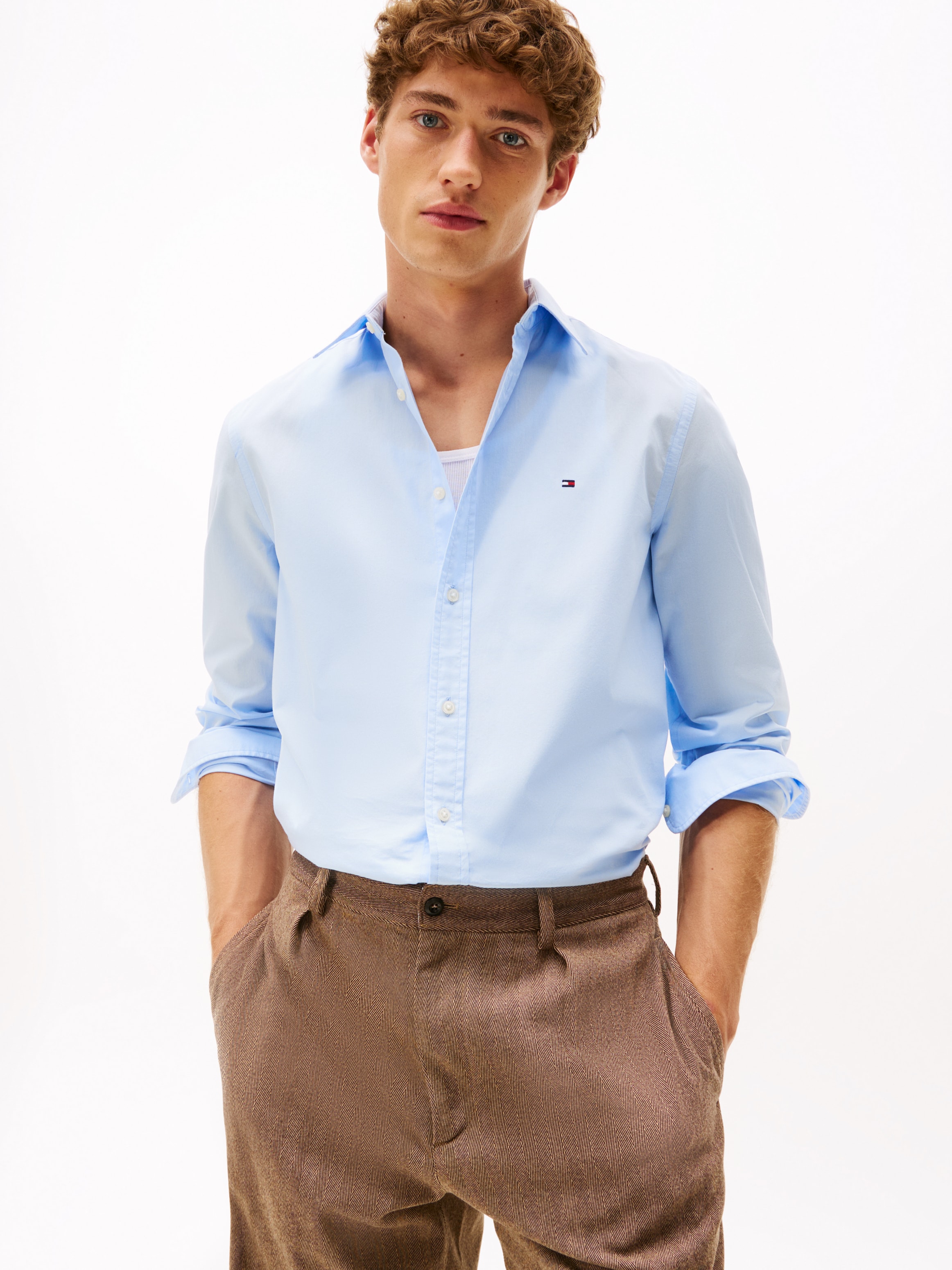 Tommy Hilfiger Langarmhemd "FLEX POPLIN SHIRT", Slim Fit, Kentkragen, Baumw günstig online kaufen