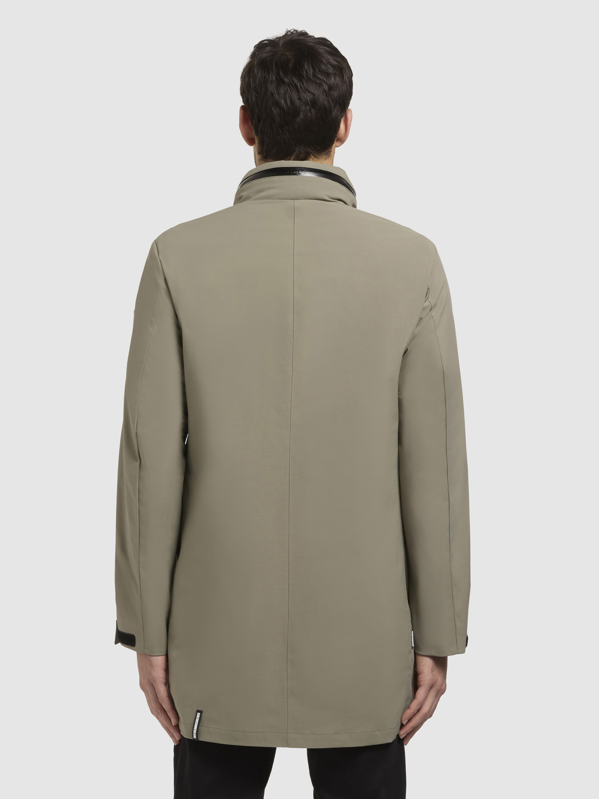 Kurzmantel KHUJO "YIMM", Herren, Gr. XL, grün (graugrün), Web, 100% Polyester, unifarben, regular fit Po-bedeckend, eingesetzt gerader Abschluss mit verstellbarem Klettverschluss, Mäntel Kurzmantel 3