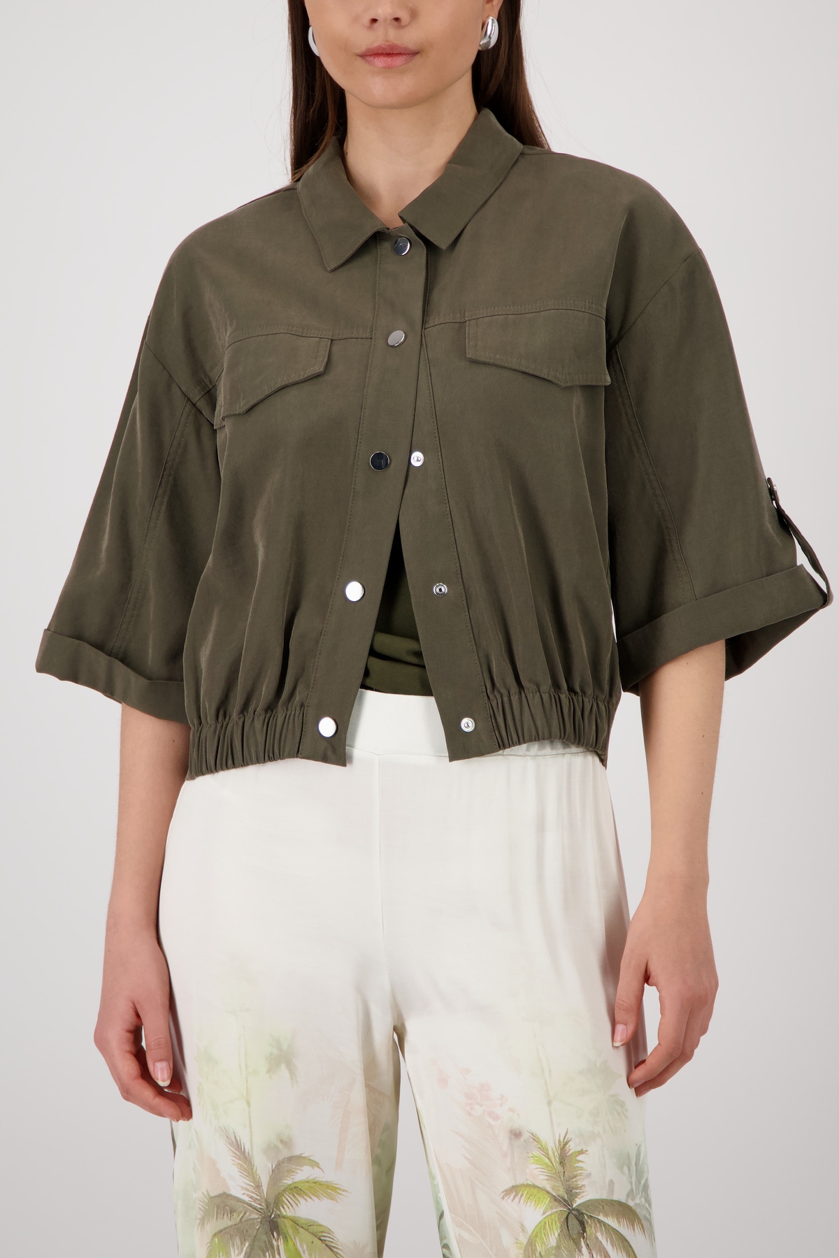 Monari Hemdjacke "Jacke Modal" ohne Kapuze Regular fit mit Druckknöpfen