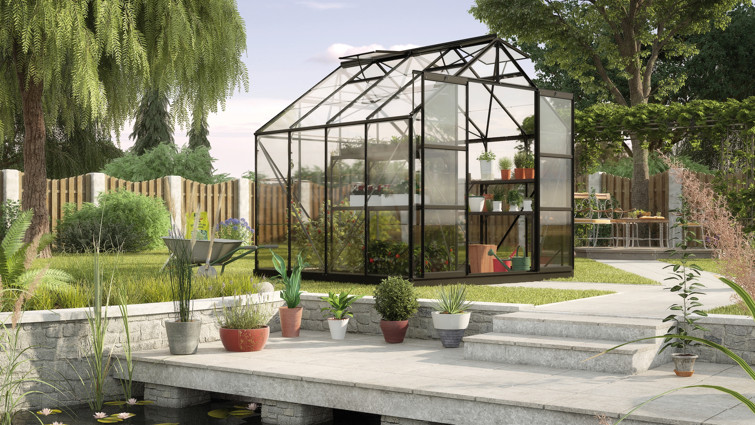 Gewächshaus VITAVIA, B:254cm T:254cm, schwarz, Garten, Gewächshäuser, "Uranus 6700"