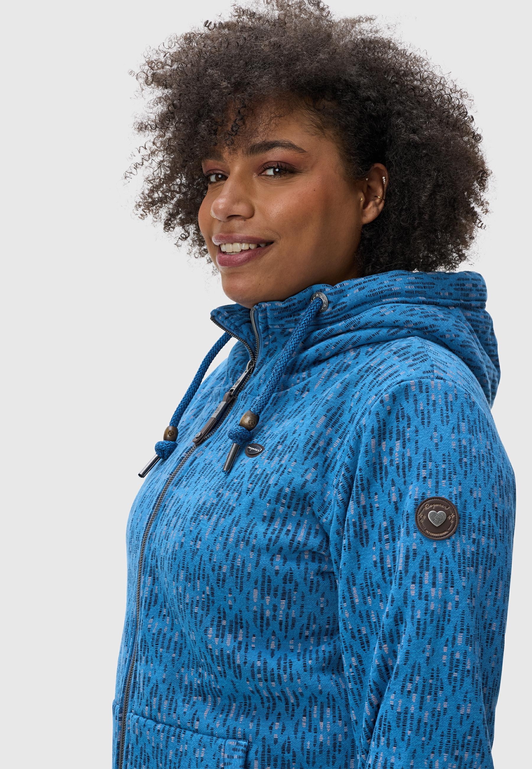 Ragwear Sweatjacke »Neska Print Zip Plus«, Cooler Damen Zip-Hoodie mit Kapuze und Print