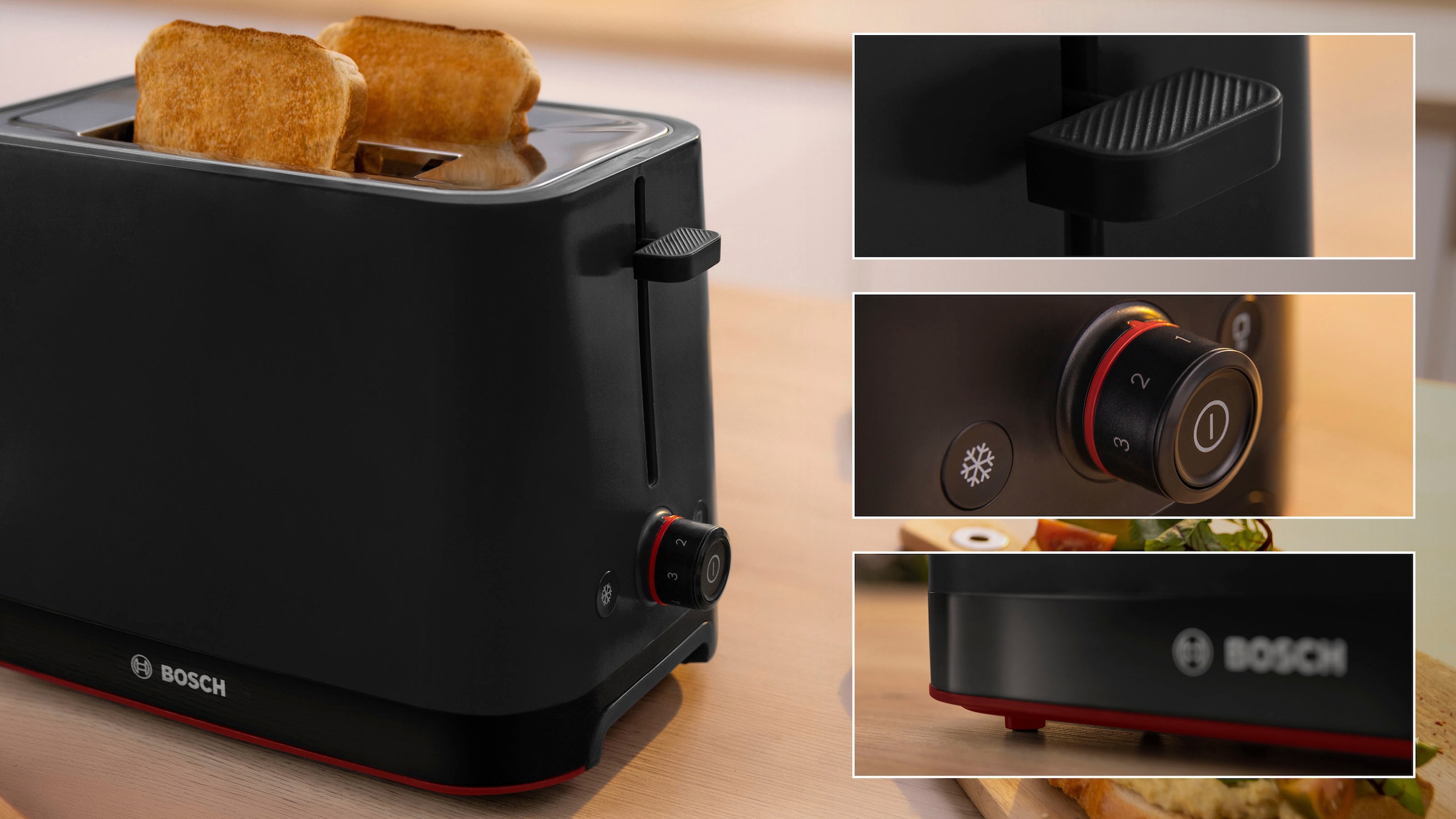 BOSCH Toaster »MyMoment TAT3M123«, 2 950 AutoOff Brötchenaufsatz, für Auftaufunktion, entnehmbarer W, Scheiben, Brotzentrierung, BAUR | Schlitze, 2