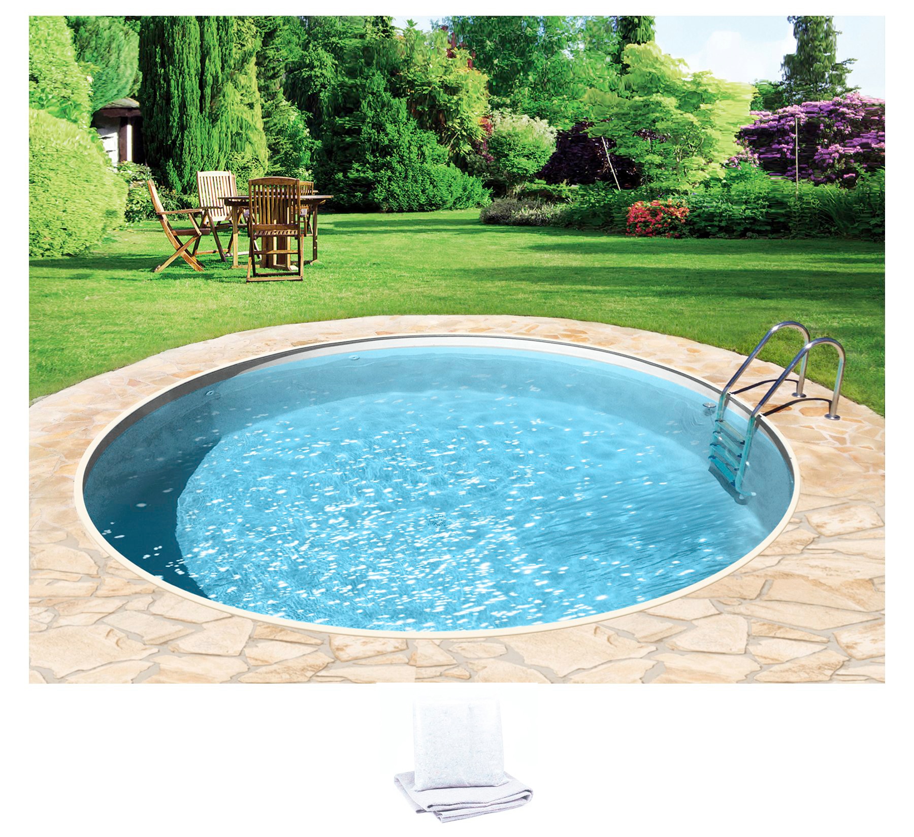 Rundpool »mit sandfarbener Folie für den Karibik Look«, (Set, 2 tlg.), Höhe: 120 cm,...