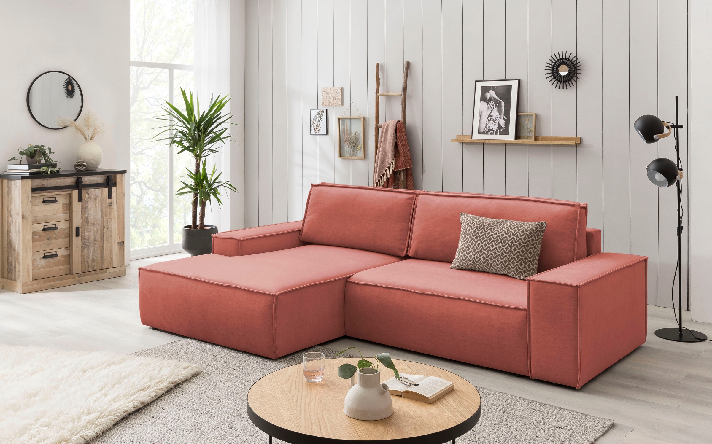 Ecksofa SHERWOOD Schlafsofa, mit Bettkasten, Cord-Bezug