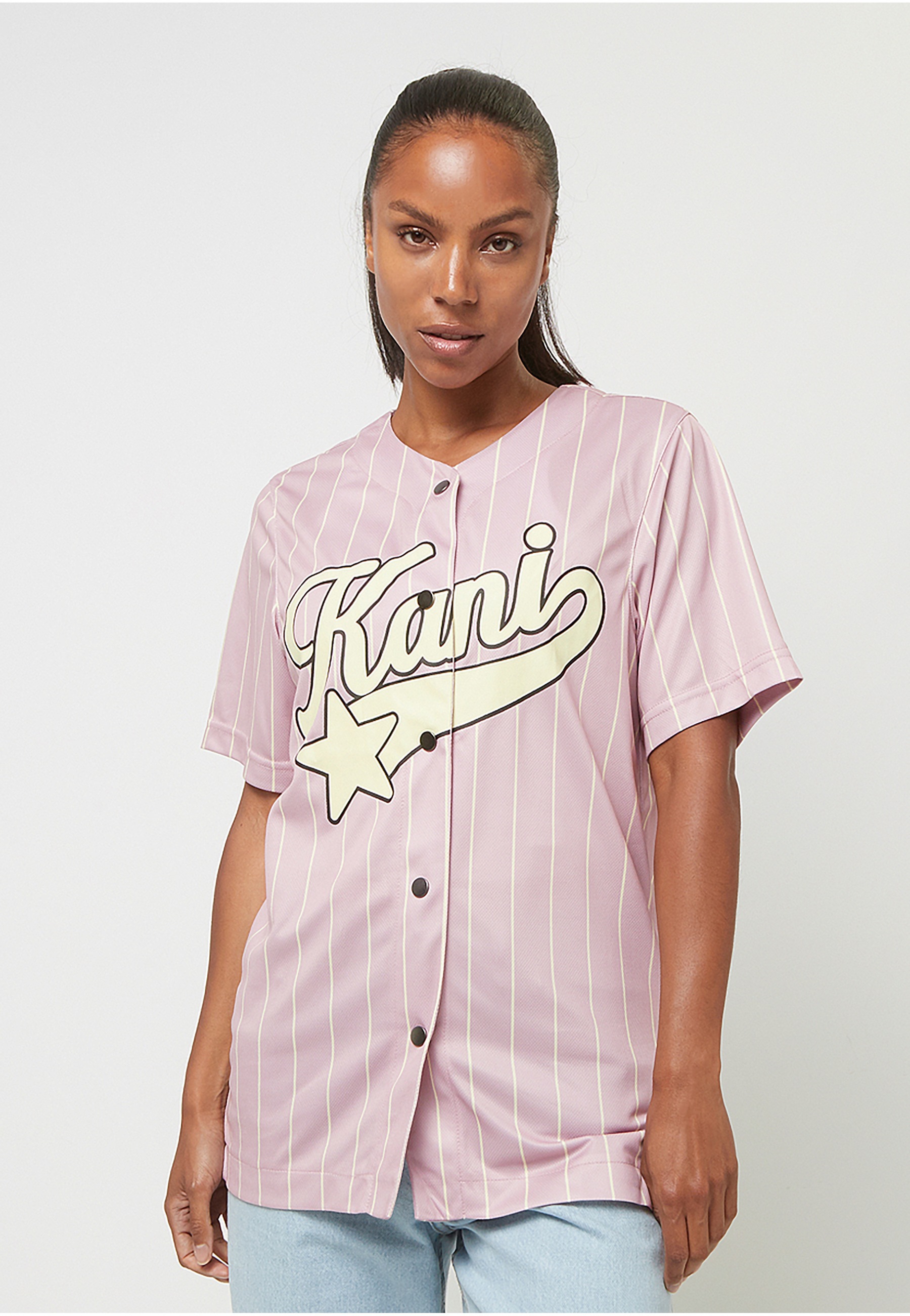 Karl Kani T-Shirt "Karl Kani Woven Signature Pinstripe Baseballshirt" 1 Stk günstig online kaufen