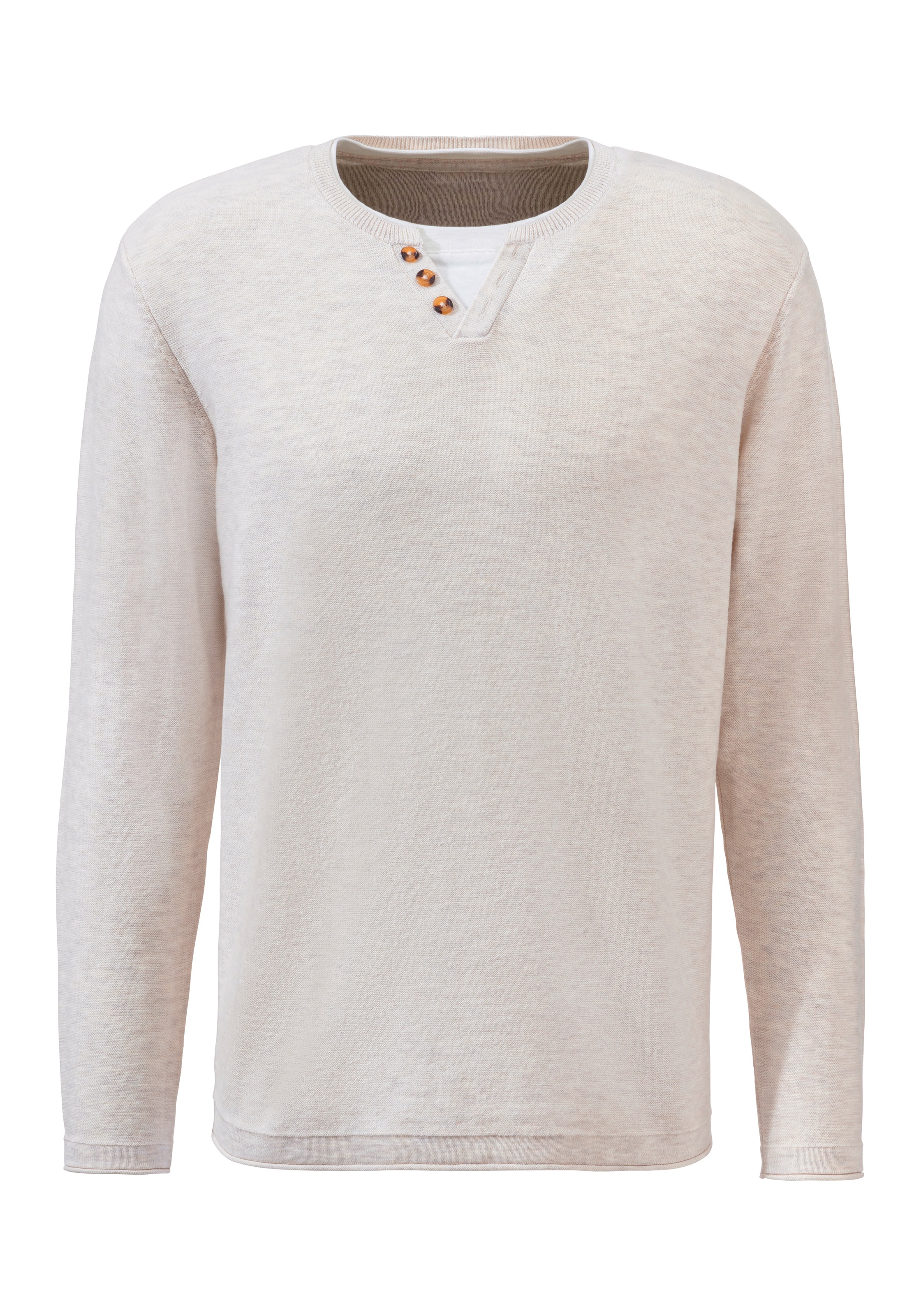 H.I.S Strickpullover, Pullover mit hochwertiger Halslochverarbeitung in double-layer Optik