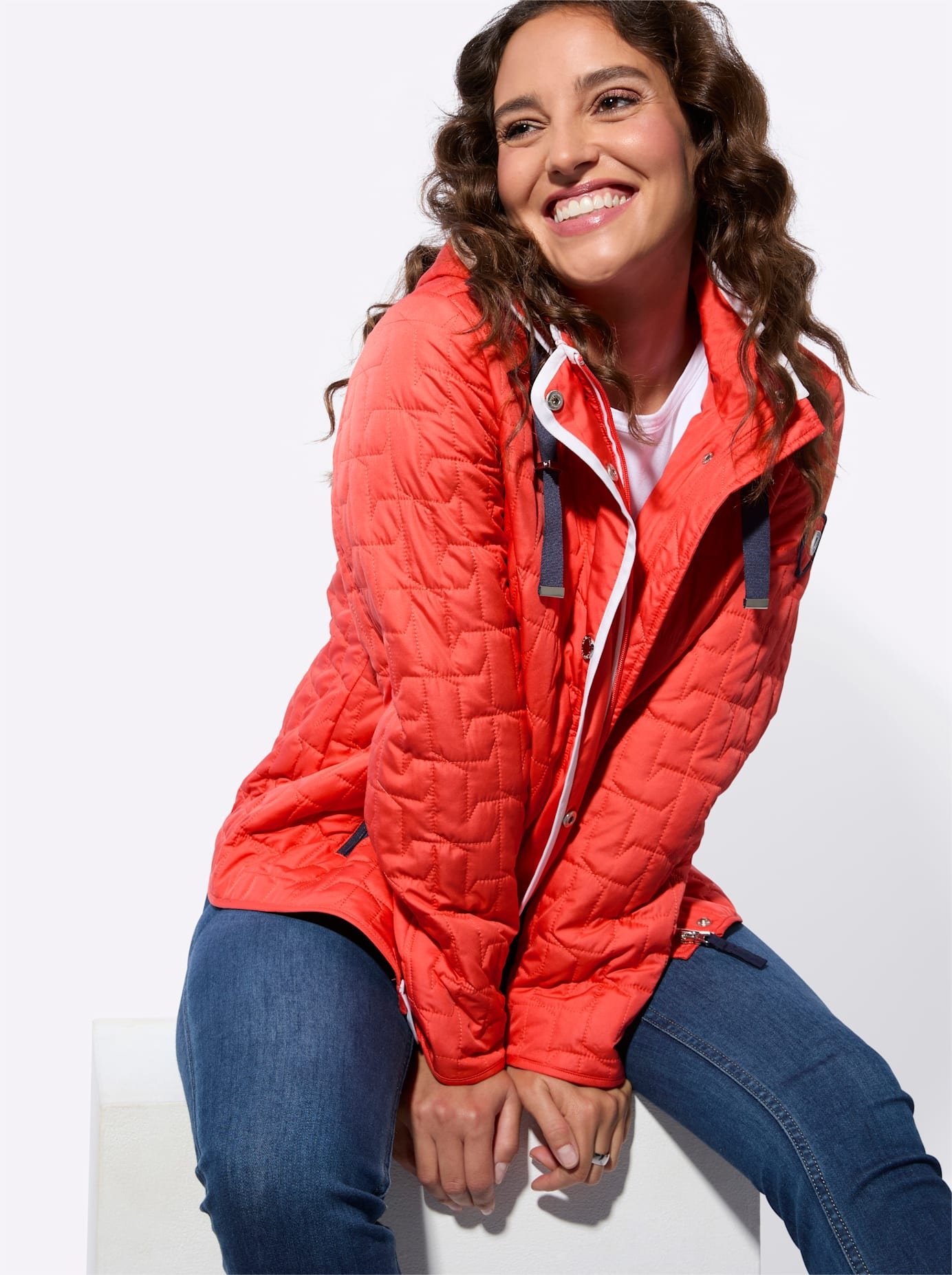 Steppjacke CASUAL LOOKS, Damen, Gr. 50, grapefruit, 100% Polyester, Wattierung:100% Polyester, unifarben, Jacken Steppjacke 3