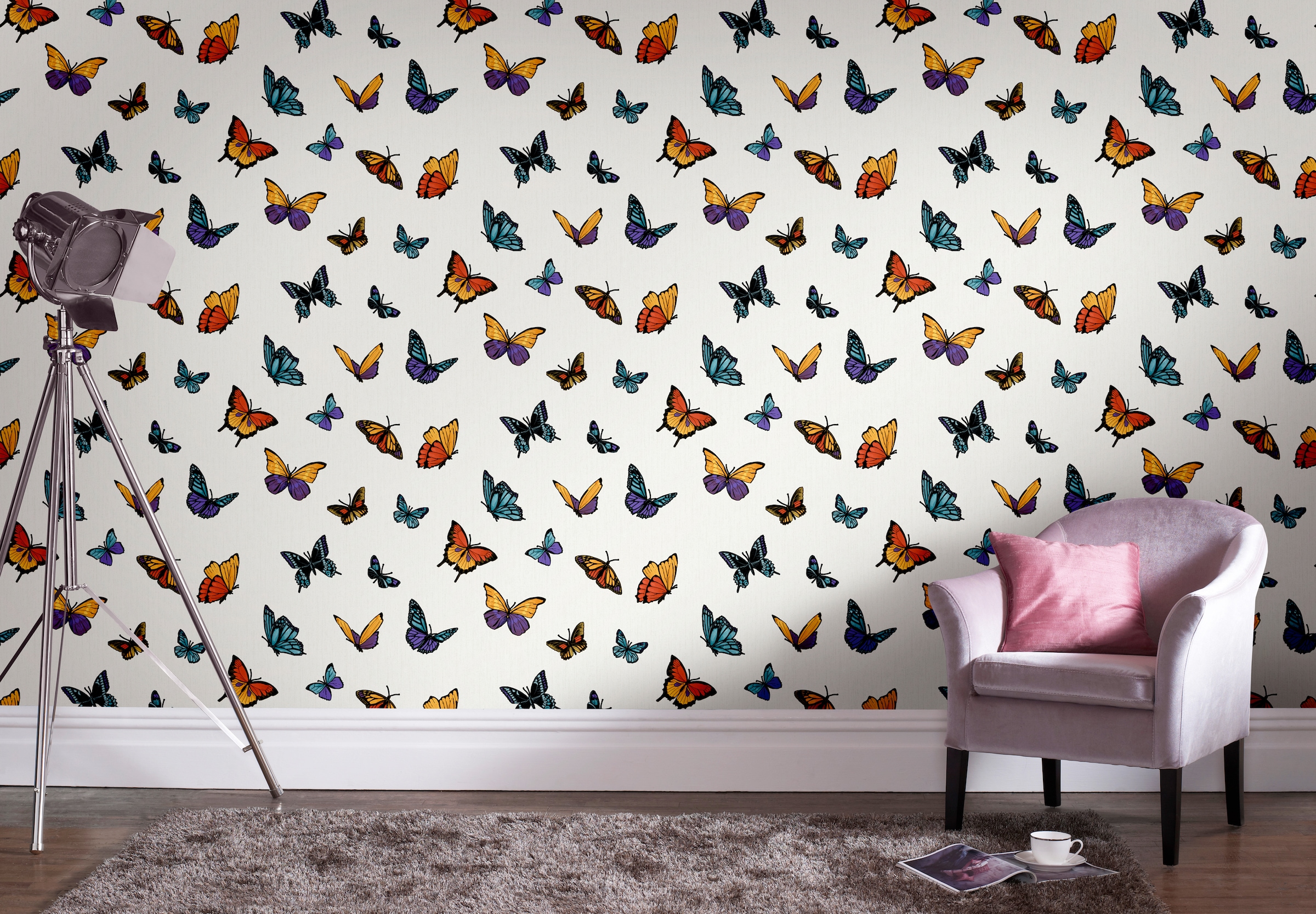 Boutique Vliestapete »Schmetterling Perle«, Mehrfarbig - 10m x 52cm