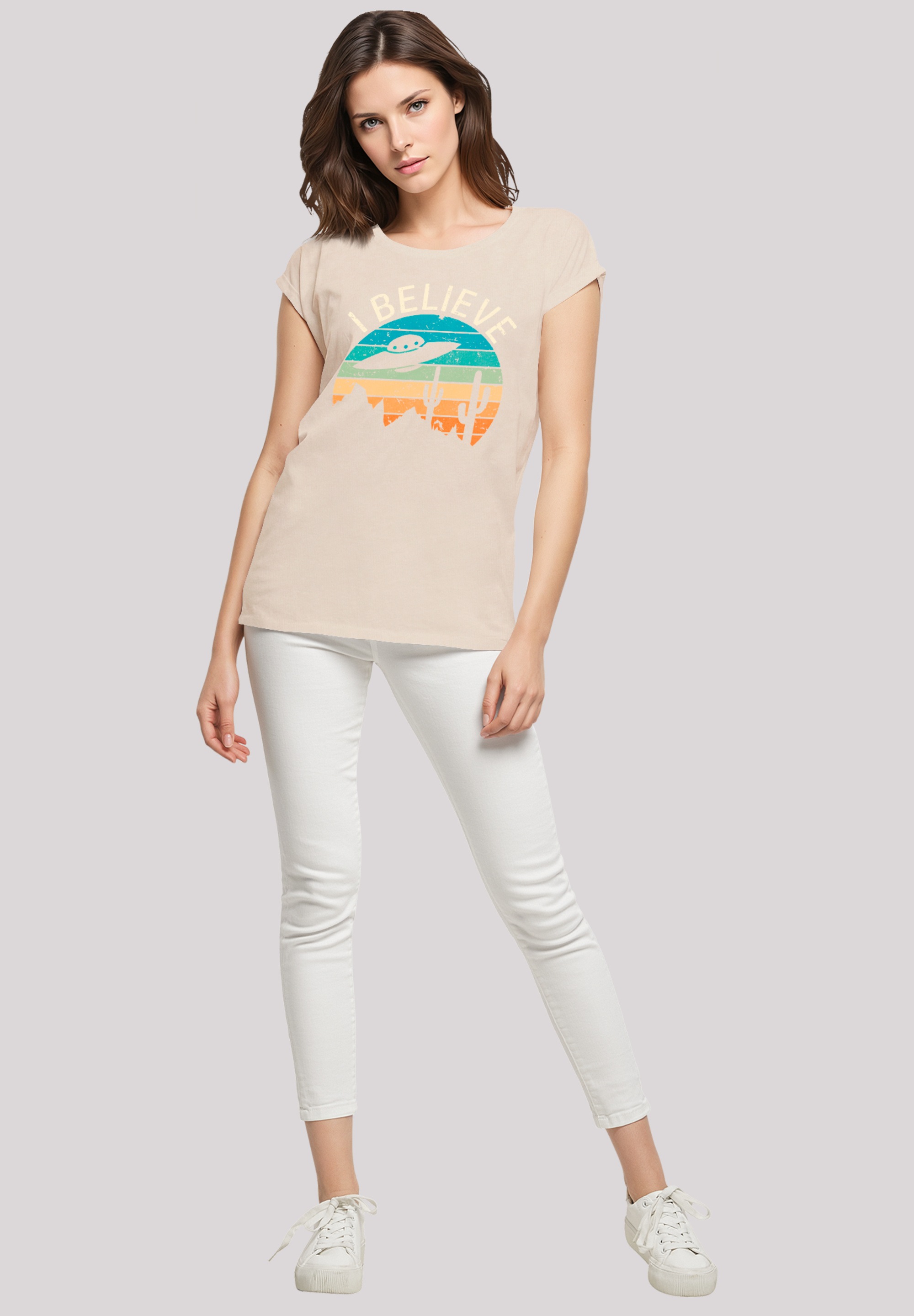 F4NT4STIC T-Shirt »I Believe UFO Alien Sonnenuntergang«, Premium Qualität