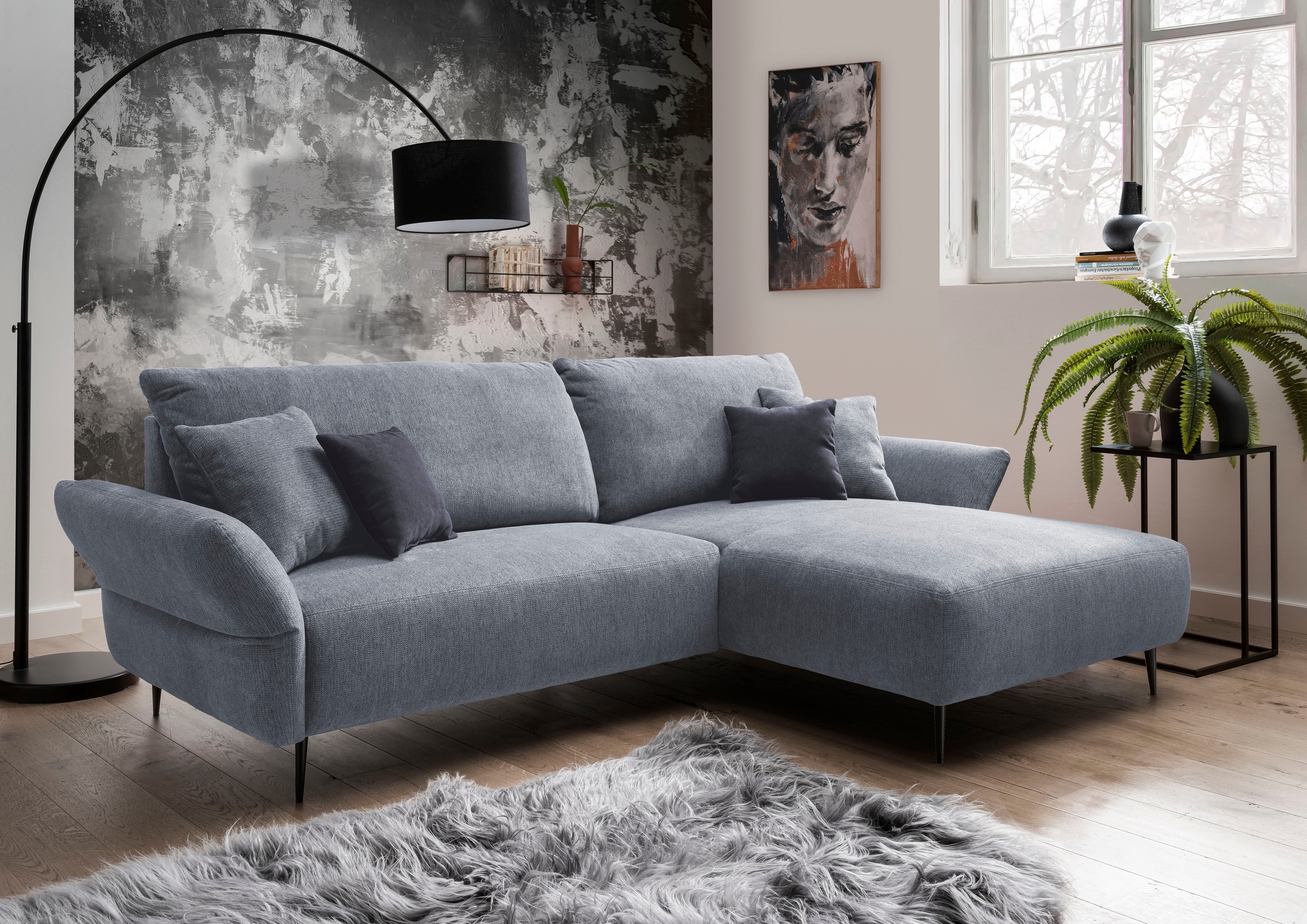 Home affaire Ecksofa "Amarena modern & bequem, verstellbare Armlehnen, L-Form" inklusive Armlehnenverstellfunktion, inkl. 4x Zierkissen