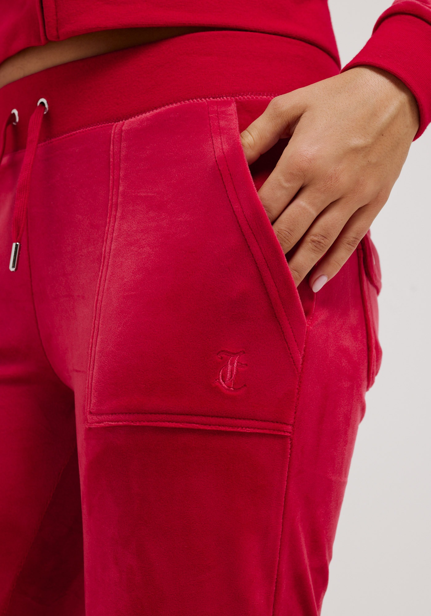 Juicy Couture Sweathose »LAYLA LOW RISE POCKETED FLARE PANT Damen«, Trainingshose Damen, Sweathose, Velour, Jogginghose mit Glitzer, Sale