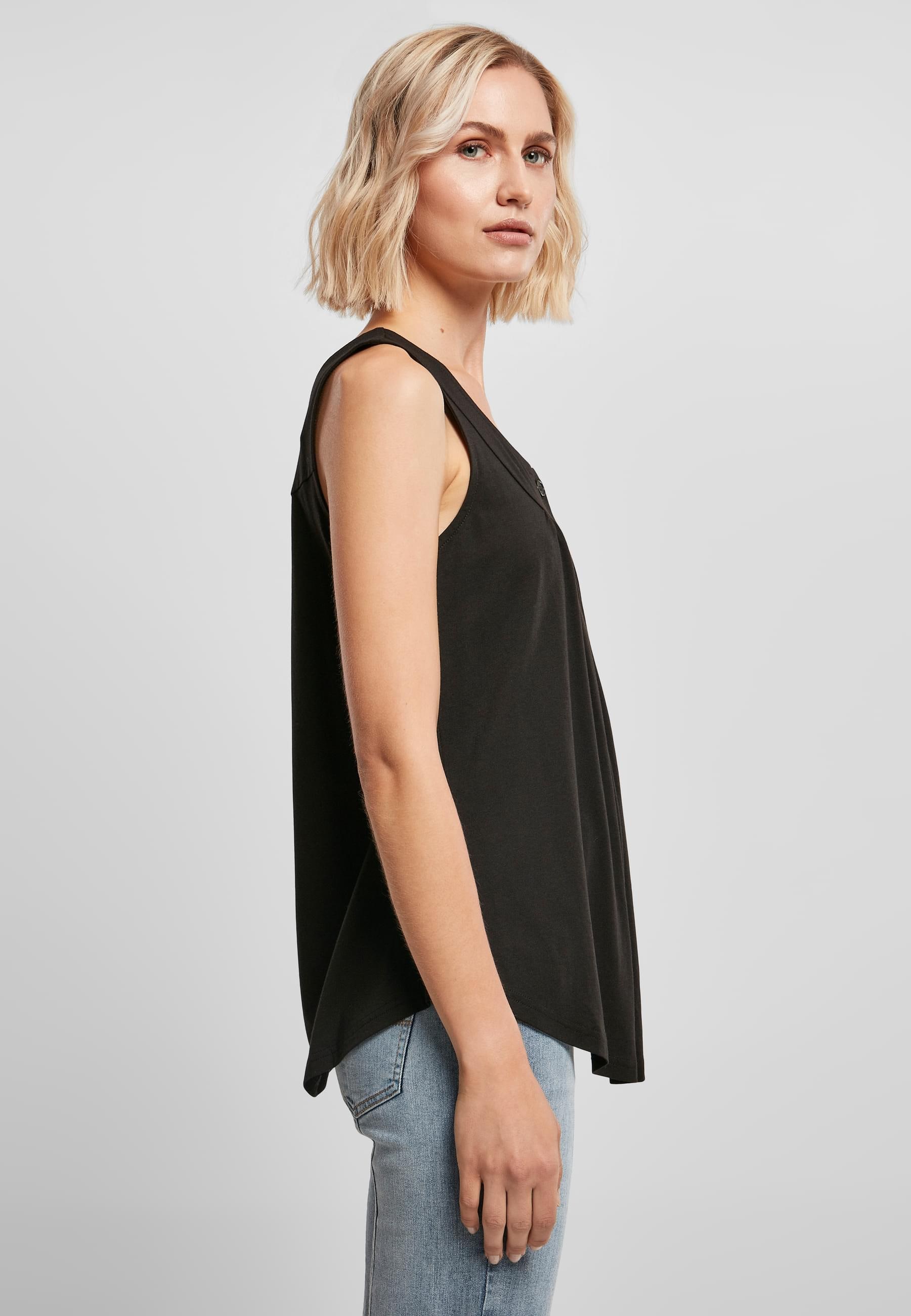 URBAN CLASSICS Muskelshirt »Urban Classics Damen Ladies Viscose Button Up Top«, (1 tlg.)