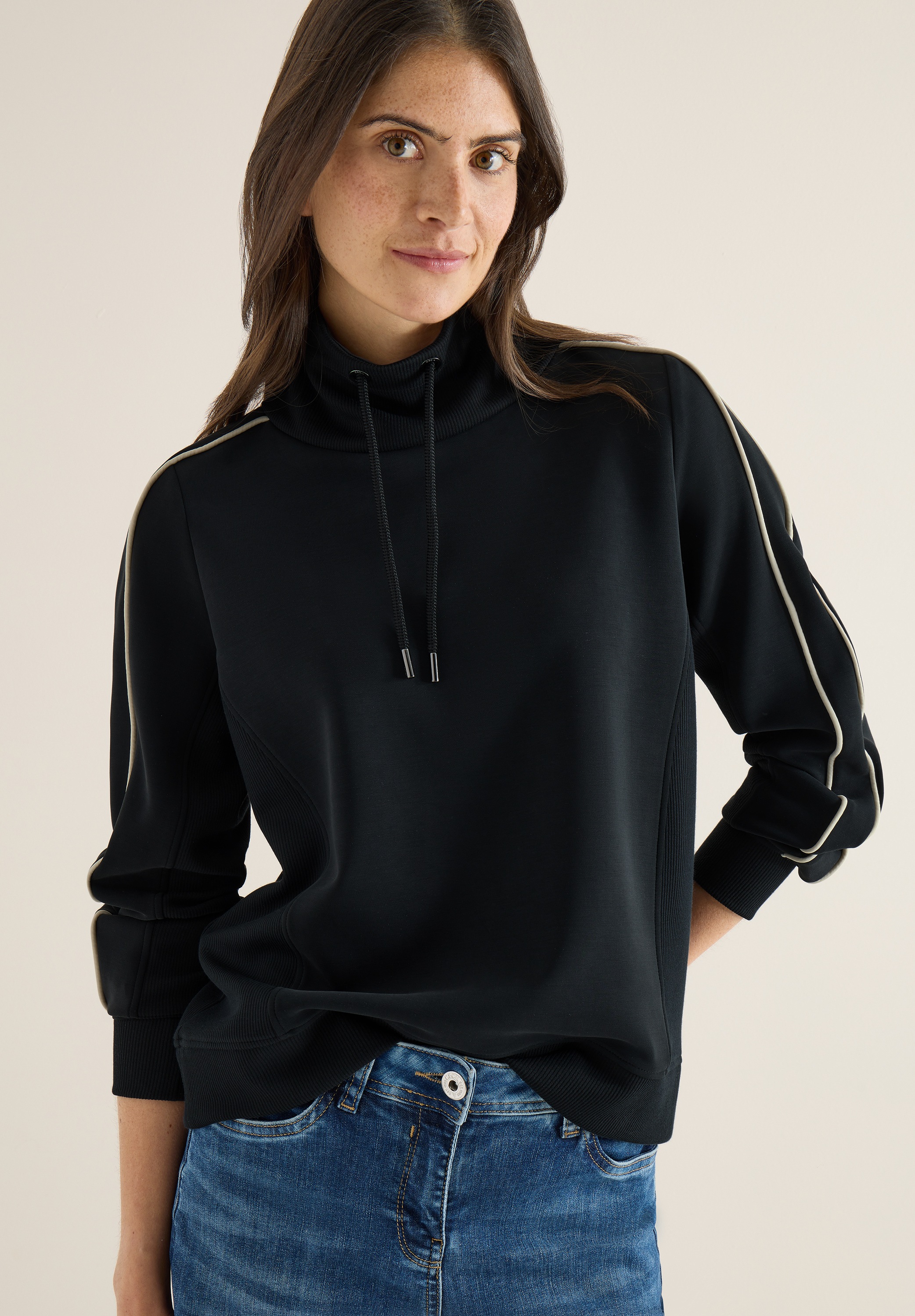 Cecil Sweatshirt, Langarm mit Tapedetails günstig online kaufen