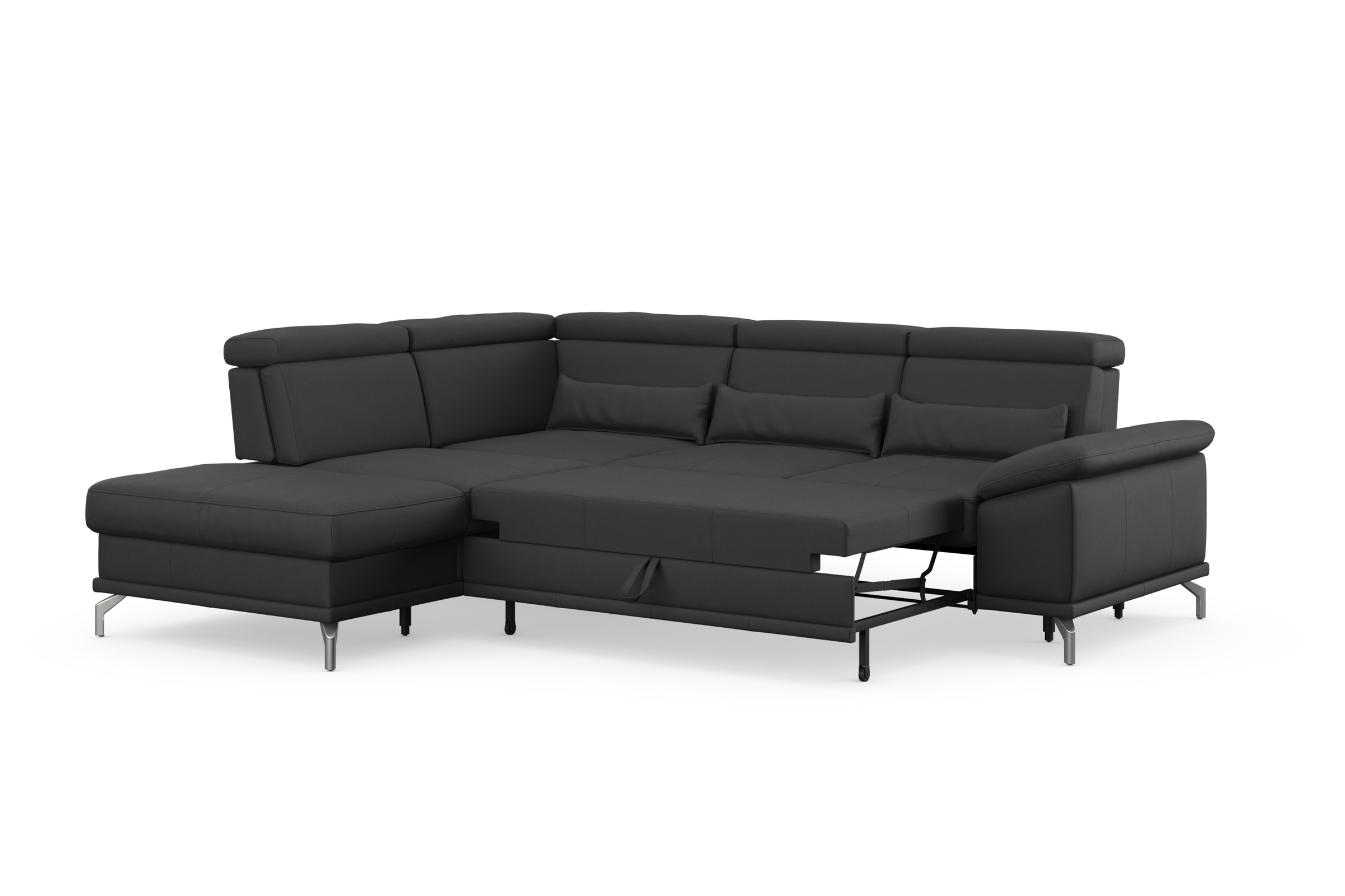 sit&more Ecksofa »Cabrio L-Form, mit Sitztiefenverstellung, Arm- und Kopfteilverstellung«, 3 Nierenkissen, Federkern, optional Bettfunktion und Stauraum