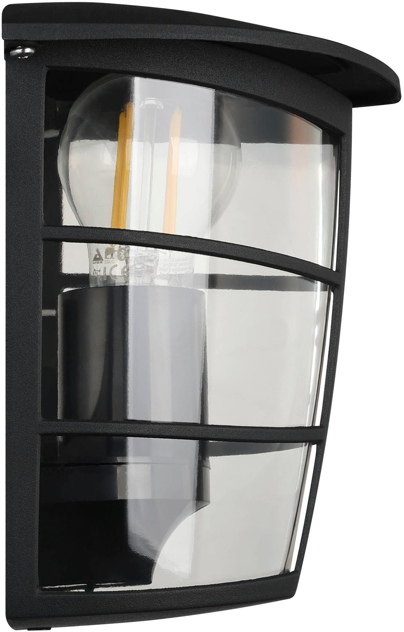 EGLO Wandleuchte »Aloria Außen-Wandlampe, Außenleuchte, Aluguss, Kunststoff, E27, IP44« E27 1 Stk. Wand-/Deckenleuchte - L18 x H20 x AL12 cm - schwarz - 1X60W exkl.