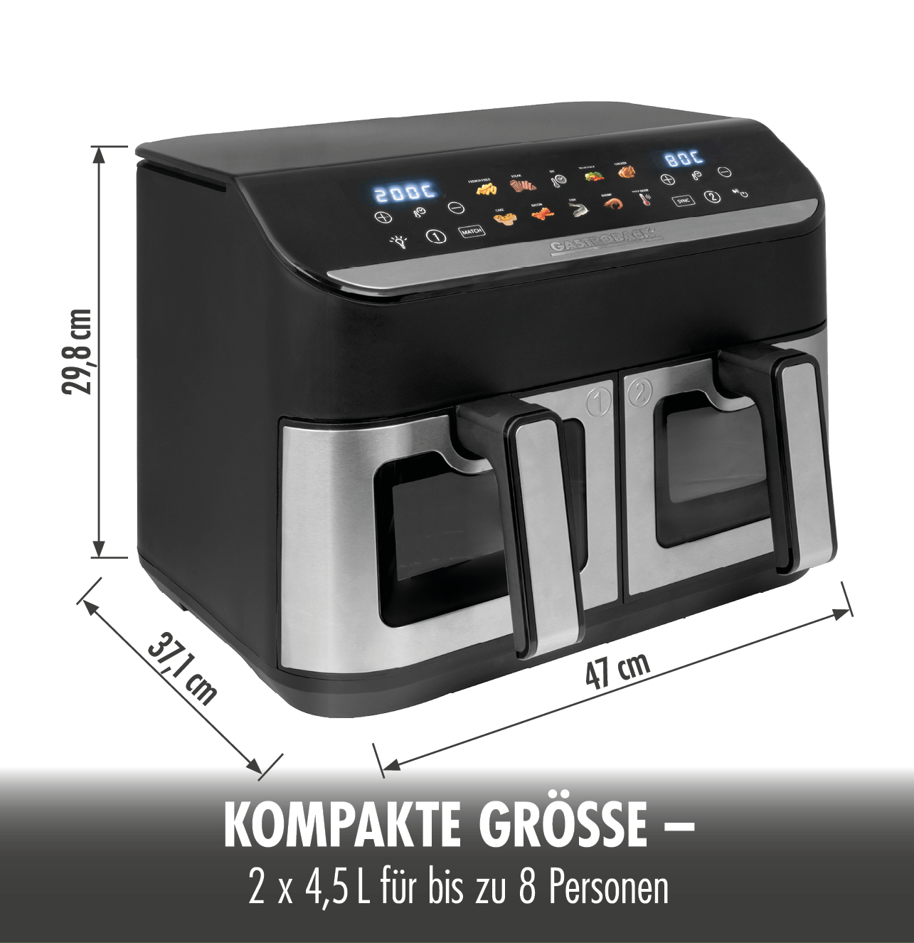 Gastroback Heißluftfritteuse »42585 HEAT & CRISP FAMILY 8 L« 2900 W
