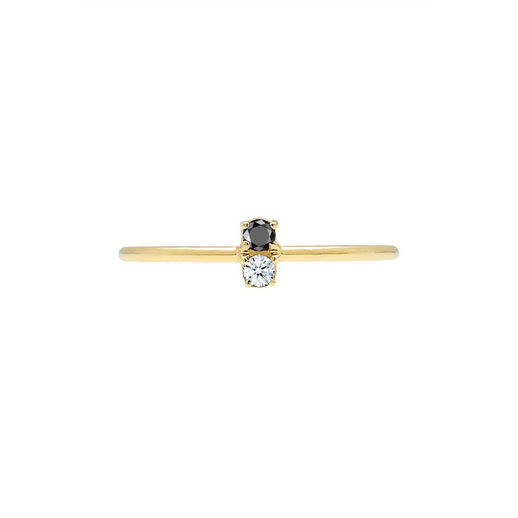 Elli DIAMONDS Verlobungsring »Bi-Color Schwarzer Diamant (0.06 ct.) 375 Gelbgold«