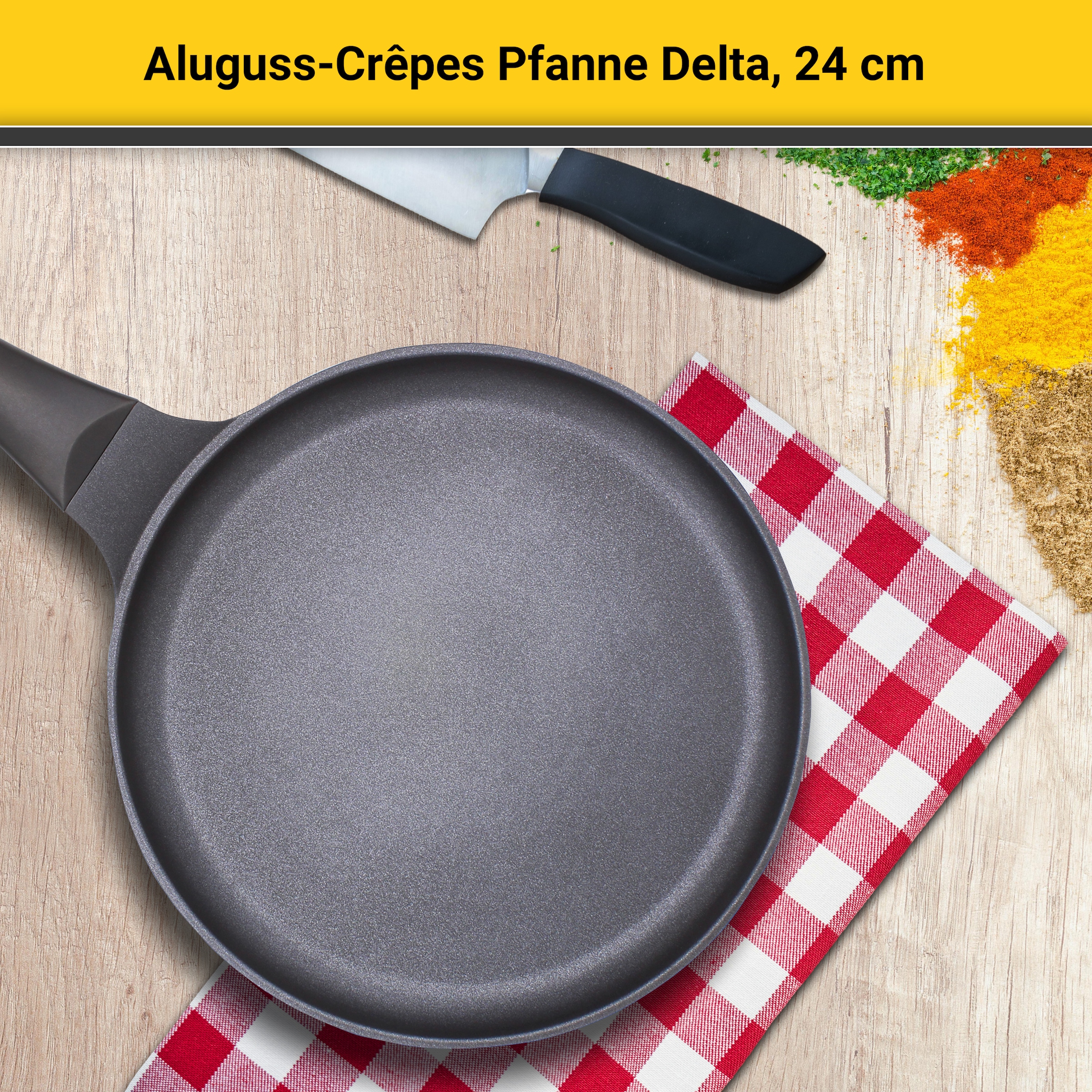 Krüger Crêpepfanne »Delta« Aluminiumguss für Induktions-Kochfelder geeignet