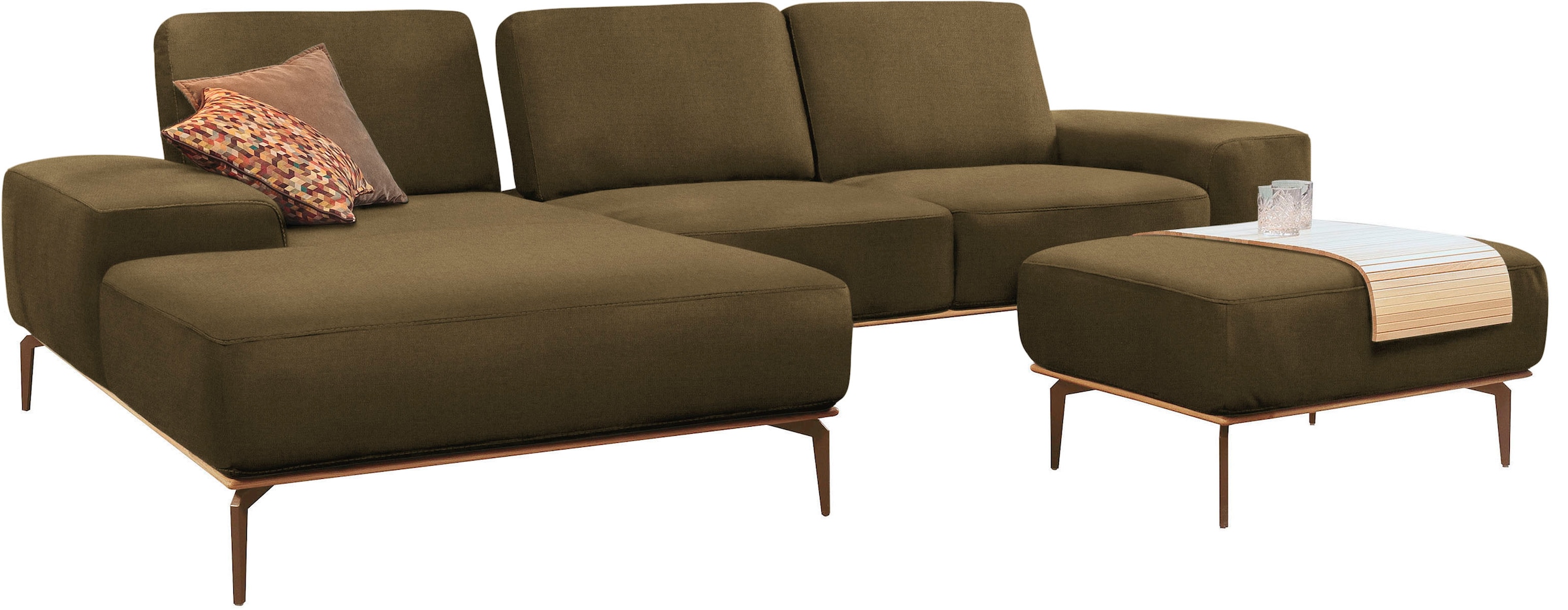 W.SCHILLIG Polsterhocker »run« mit Holzsockel, Füße in Bronze pulverbeschichtet, Breite 75 cm