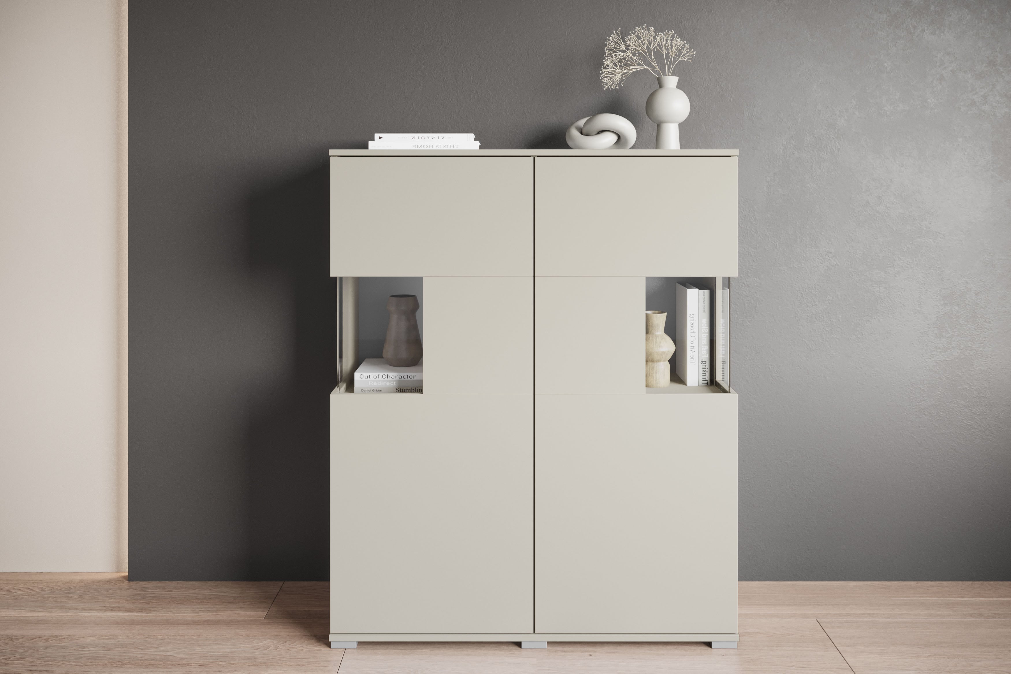 OTTO home Highboard "Kenia" 1 Stk. tlg. Modernes Highboard mit Glastüren, Breite 100 cm