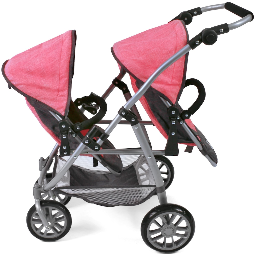 CHIC2000 Puppen-Zwillingsbuggy »Vario, Anthrazit-Pink«, mit schwenkbaren Vorderrädern