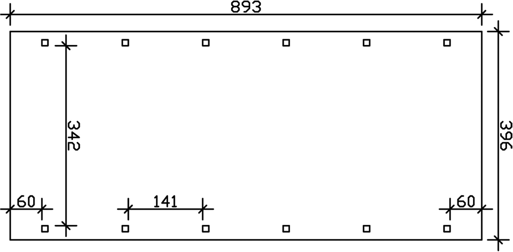 Skanholz Einzelcarport »Spreewald«, Nadelholz, 342 cm, Grün, 396x893cm mit EPDM-Dach, rote Blende