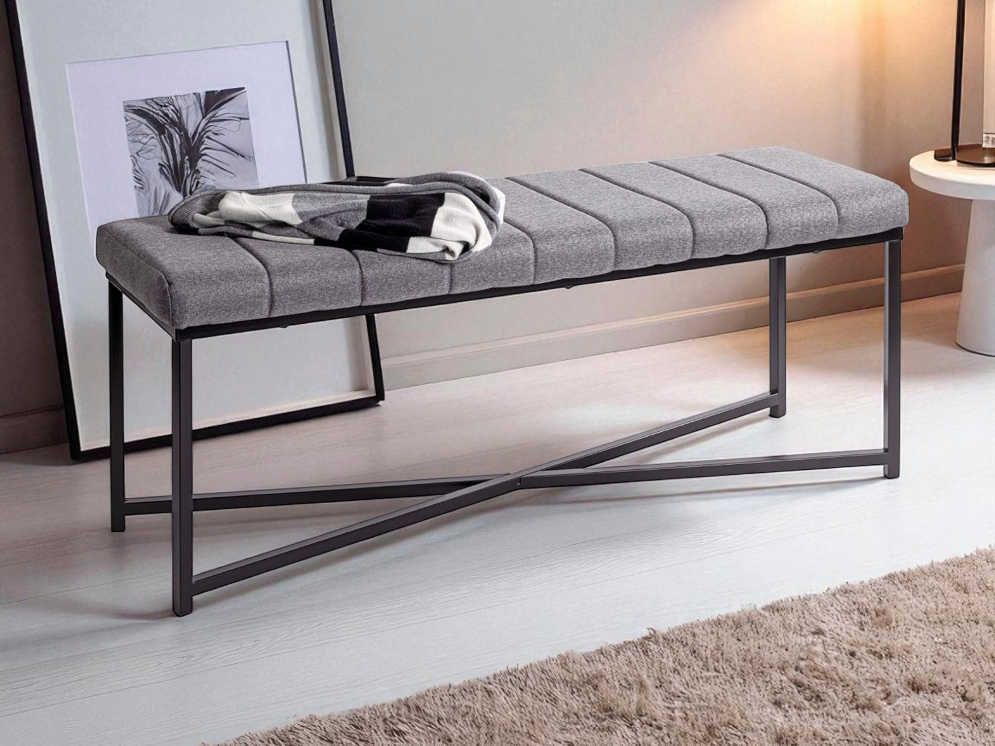 HAKU Hockerbank »Flurbank, Garderobenbank, Sitzbank« 1 Stk. tlg. rechteckig - aus Metall Schwarz - B/T/H 118/38/47 cm