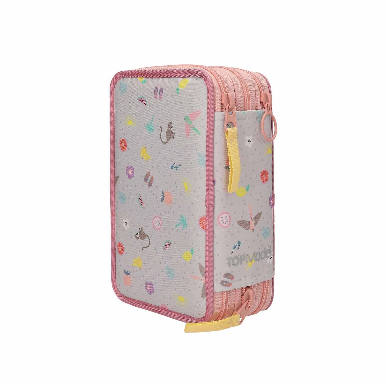 Depesche Buntstift »3-Fach Federtasche JUICY inkl. Stifte TOPModel 7,5 x 13 x 20 cm altrosa«