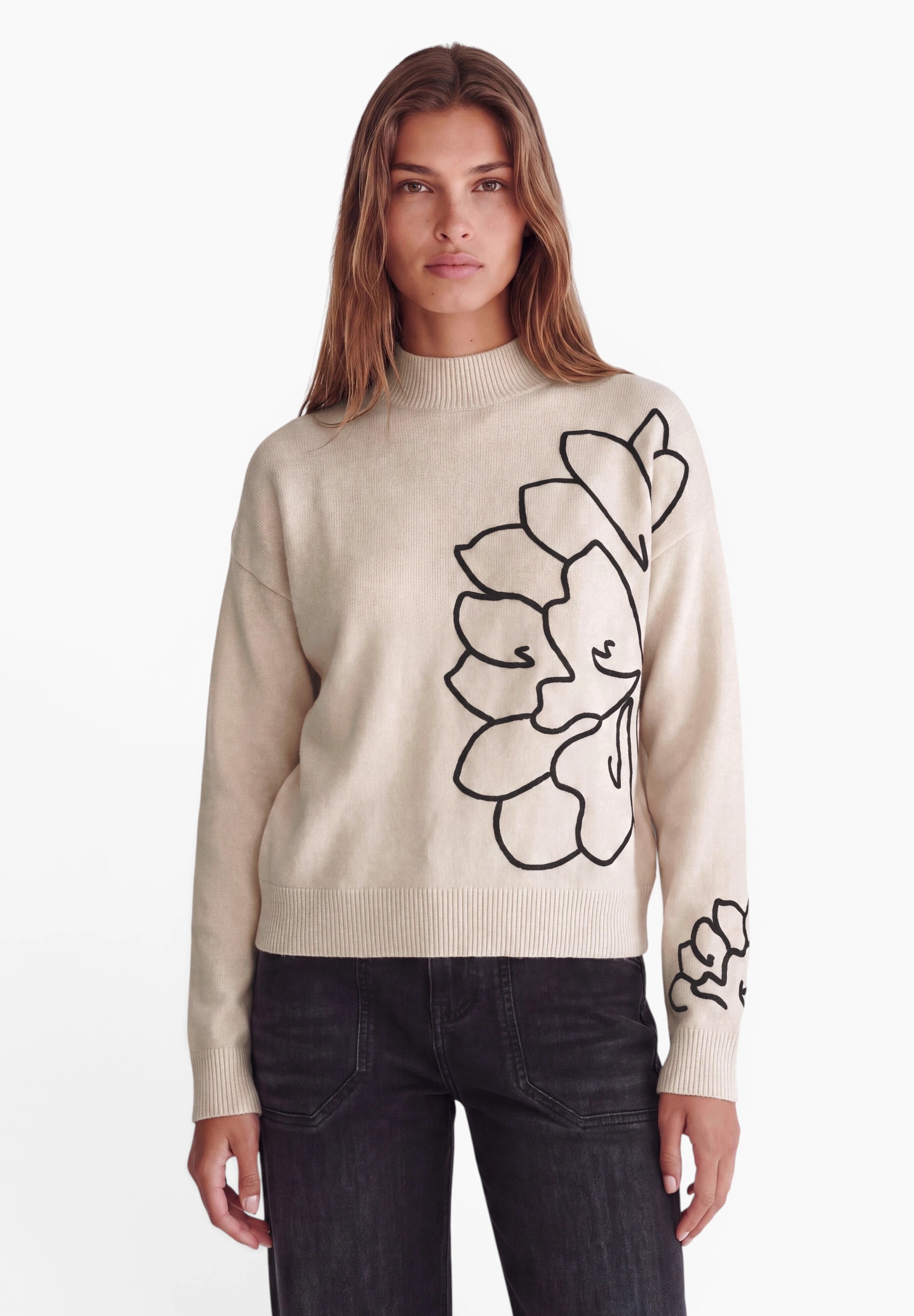STREET ONE STUDIO Stehkragenpullover aus softem Materialmix