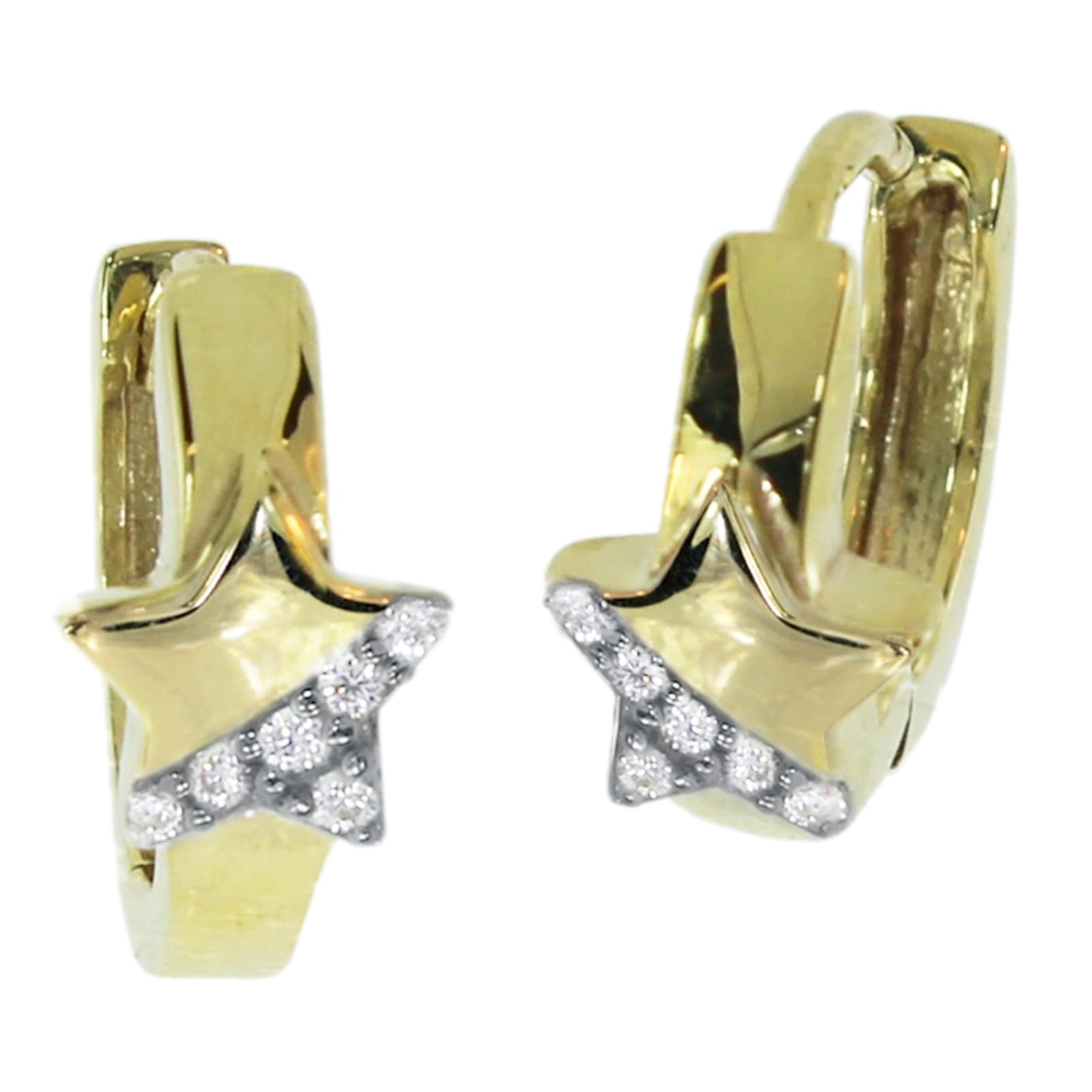 Paar Creolen OSTSEE-SCHMUCK "Ostsee-Schmuck Creole Stern Creole Stern", gelb, Ohrringe, Damen, 12 x 6,0mm, Gelbgold 333