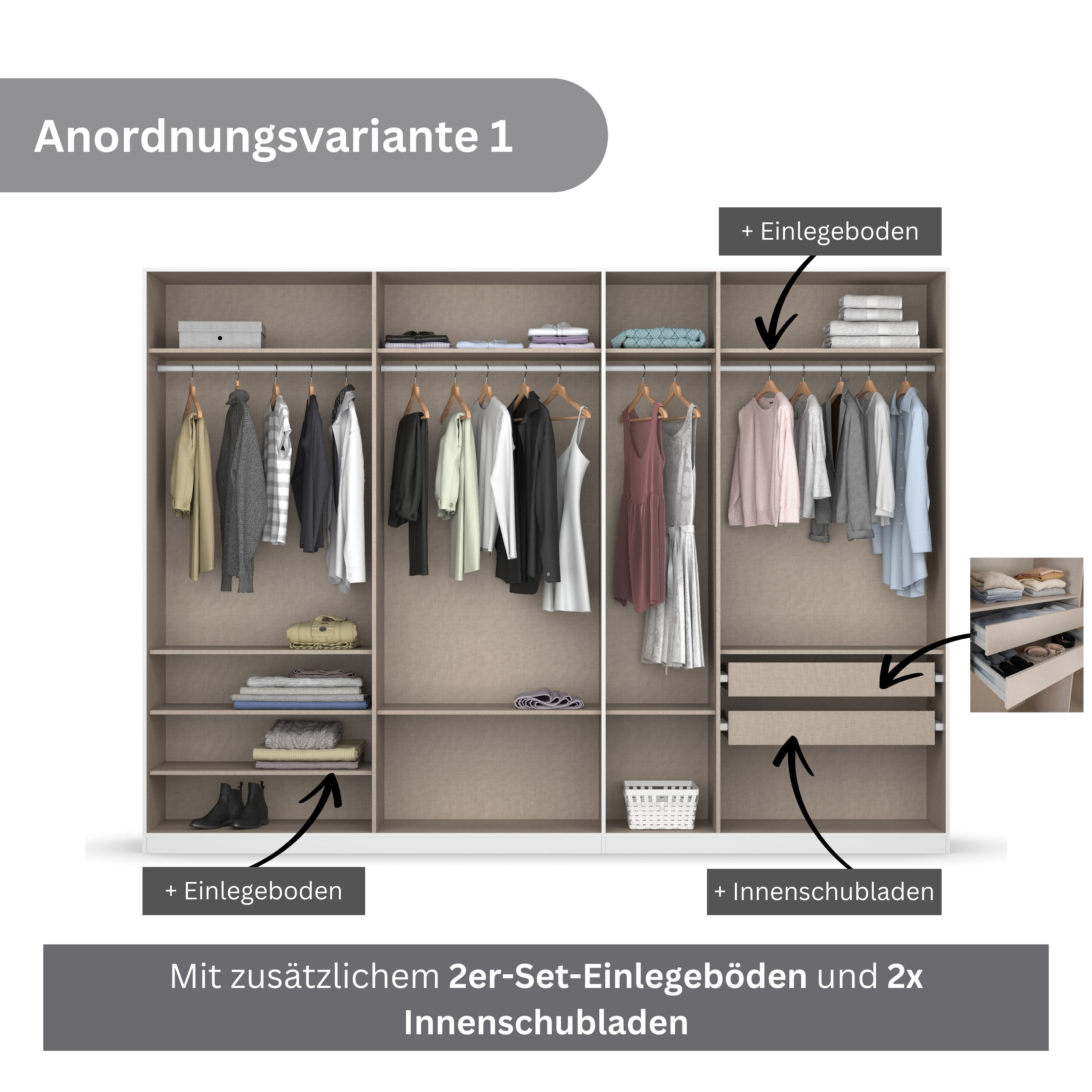 Thumbnail - rauch Drehtürenschrank "Koluna", Hochglanzfront mit Spiegel, inkl. 2 Innenschubladen sowie extra Böden