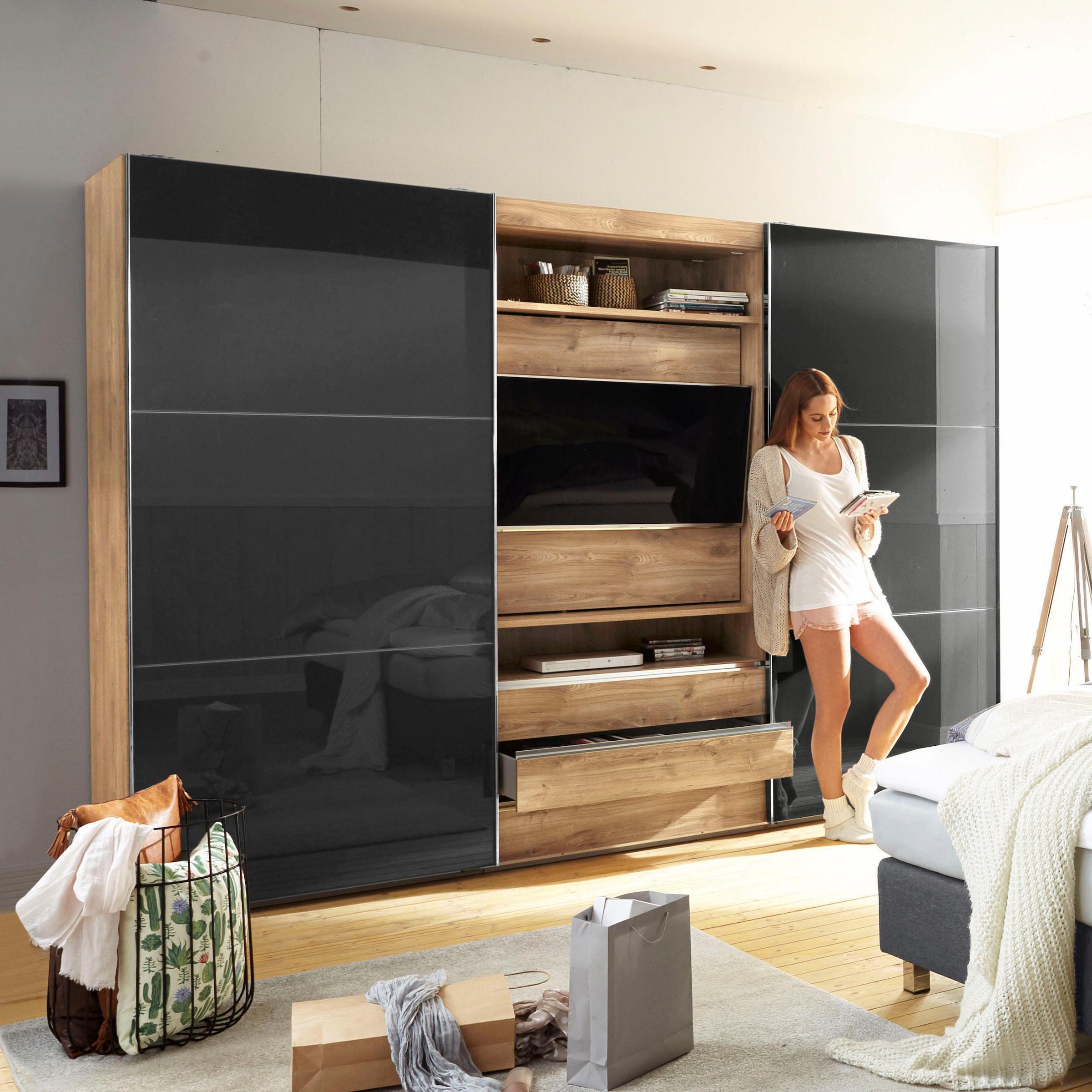 Wimex Schwebetürenschrank »Magic by fresh to go«, tolles EXTRA: mit drehbarem TV-Element, Fronten aus Glas