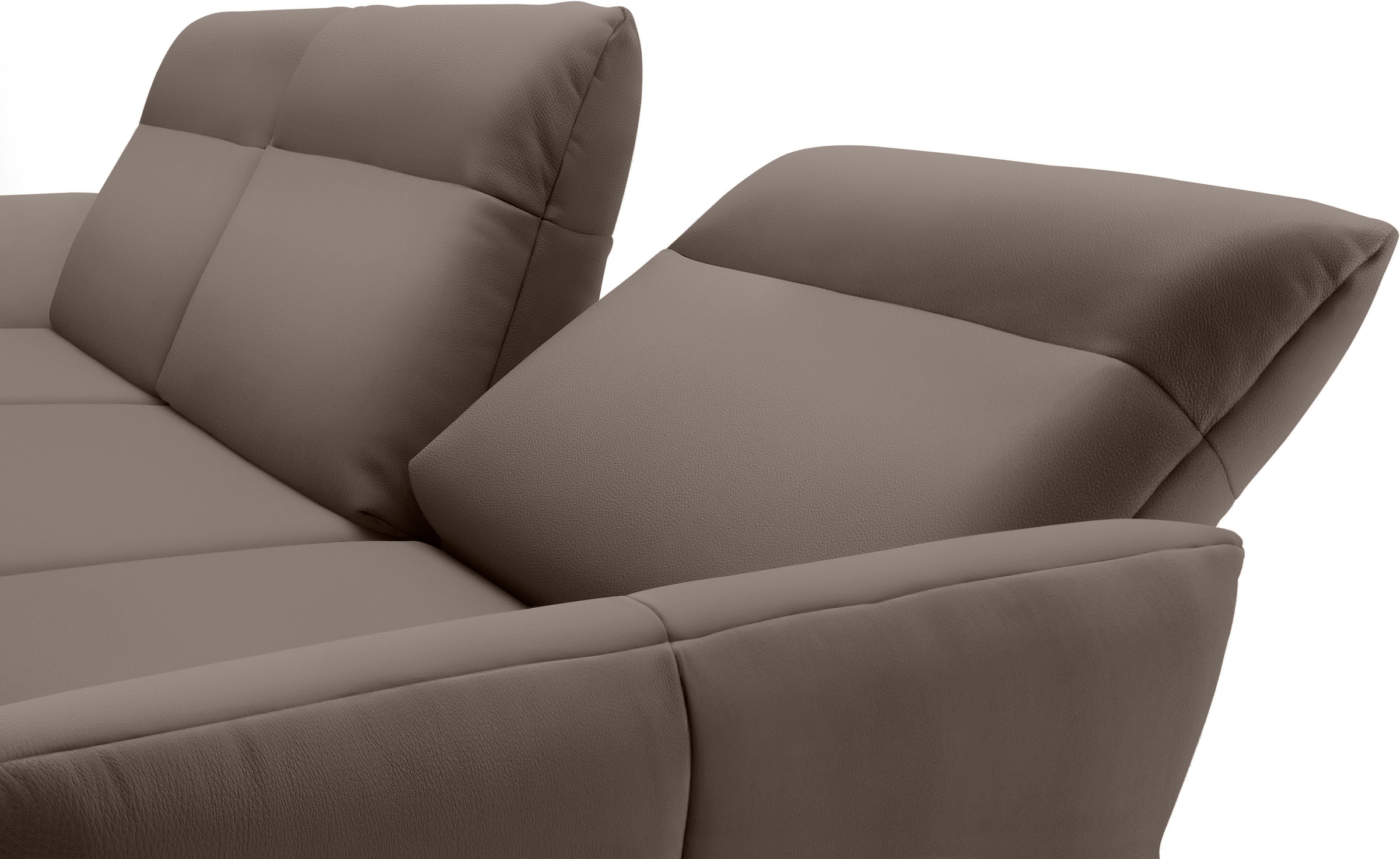 Creation BY ROLF BENZ Ecksofa »CR.460«, Sockel in Nussbaum, Winkelfüße in Umbragrau, Breite 318 cm
