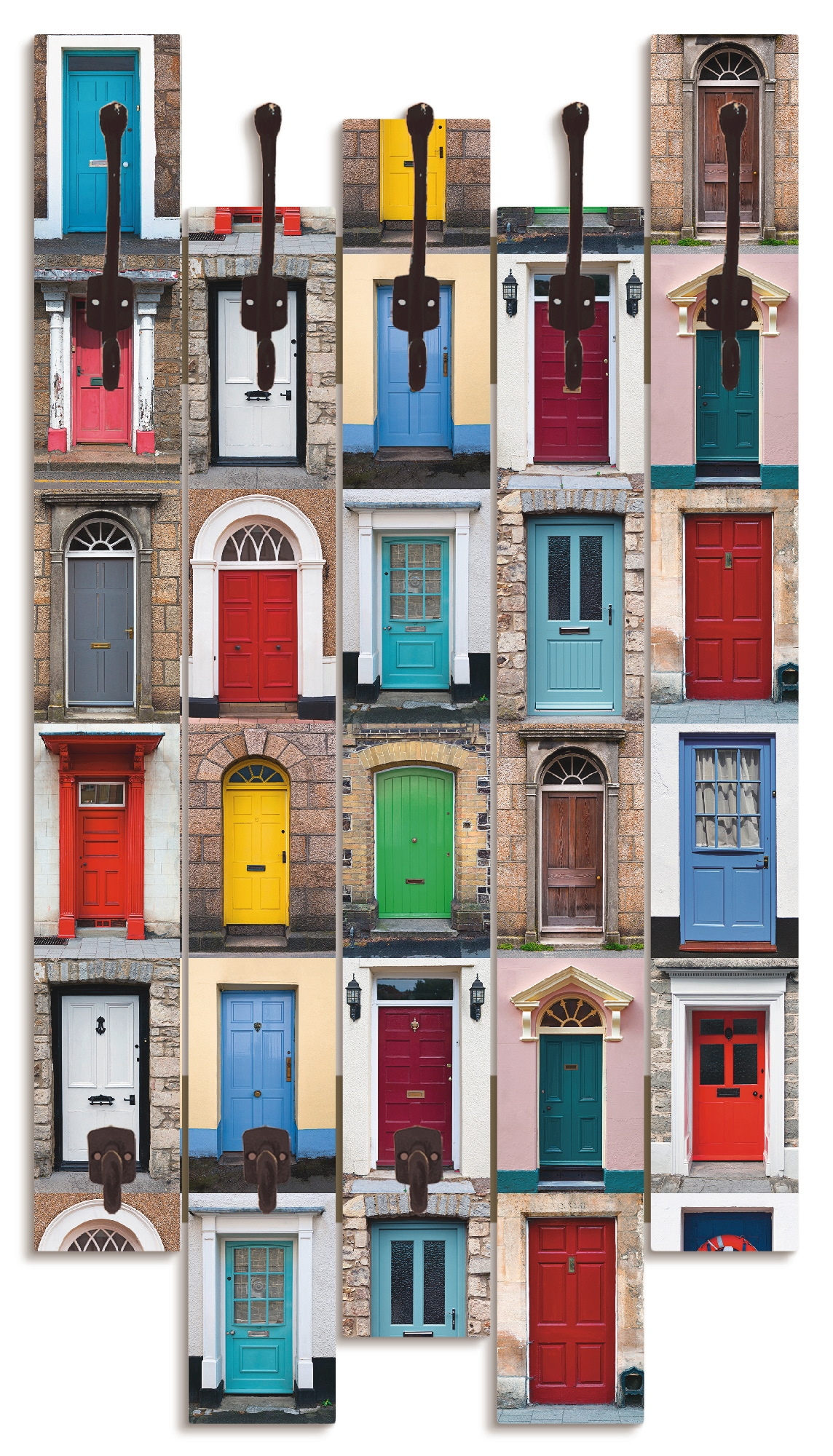Artland Garderobenleiste »Fotocollage von 32 bunten Haustüren«, teilmontiert